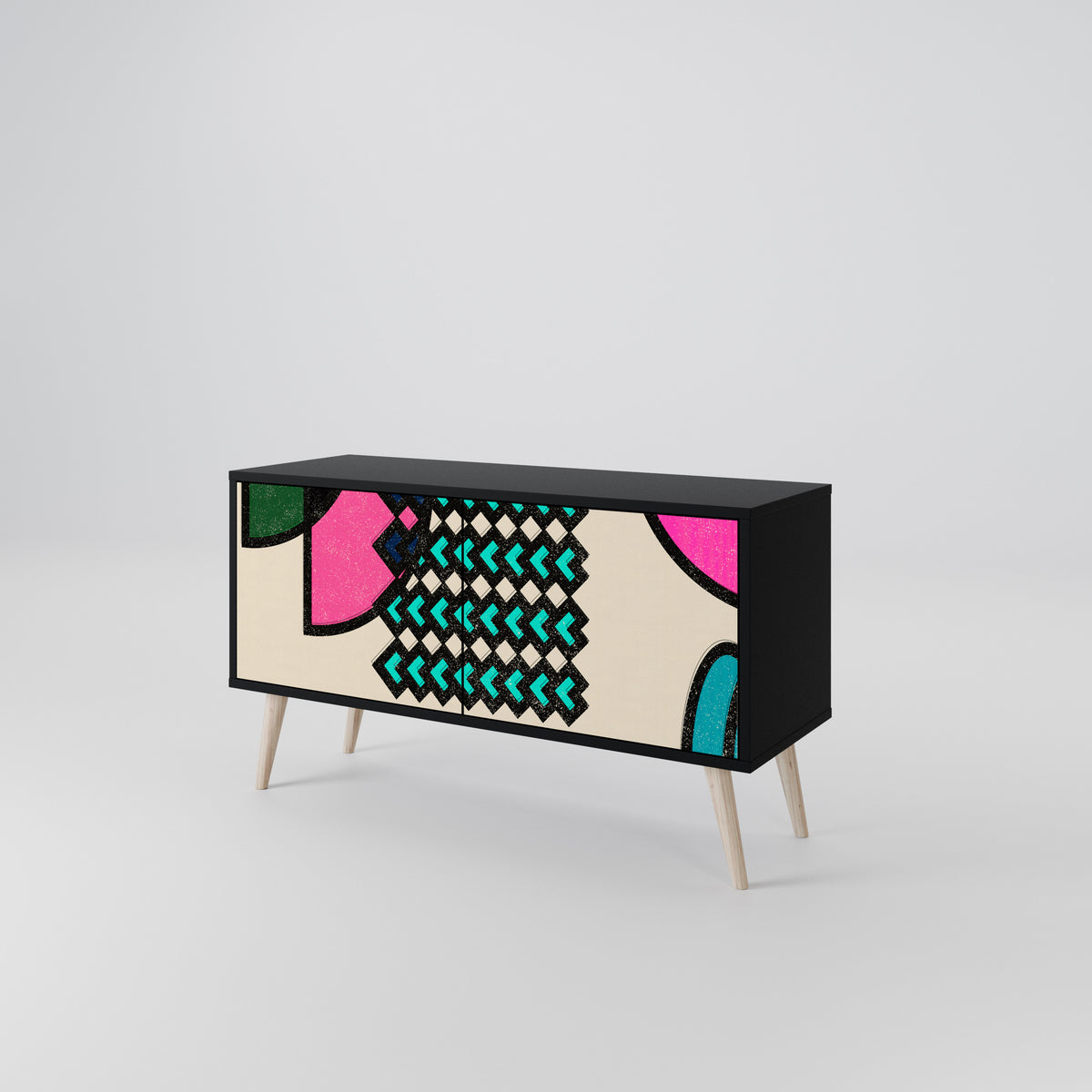 GEOMETRIC RHAPSODY Kompaktní dvoudveřový TV stolek