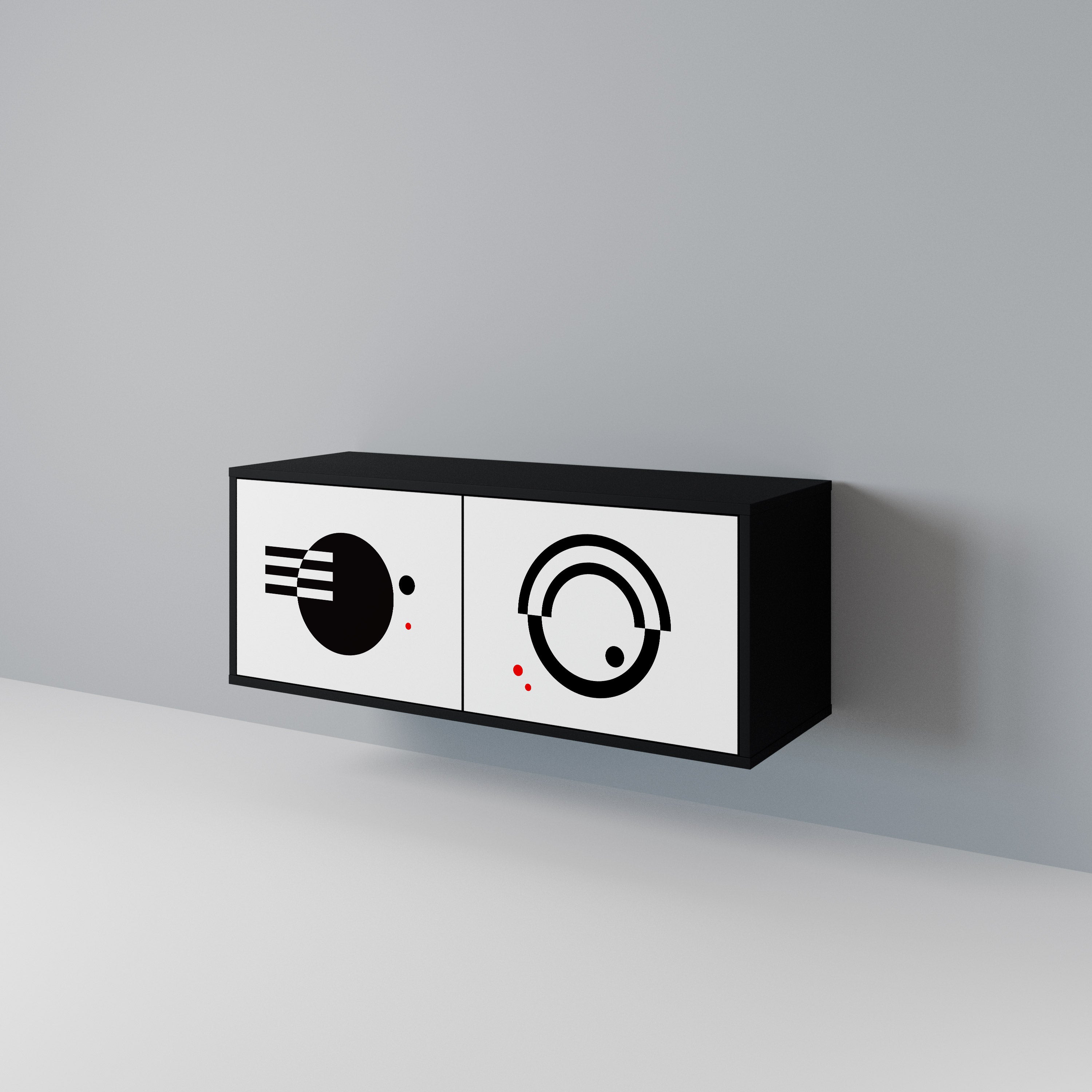 BLACK AND WHITE COMBINATION Compact 2-Door TV Cabinet