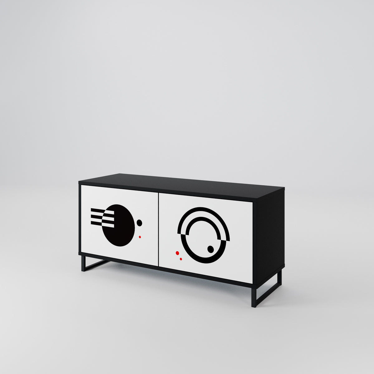 BLACK AND WHITE COMBINATION Kompaktní dvoudveřový TV stolek