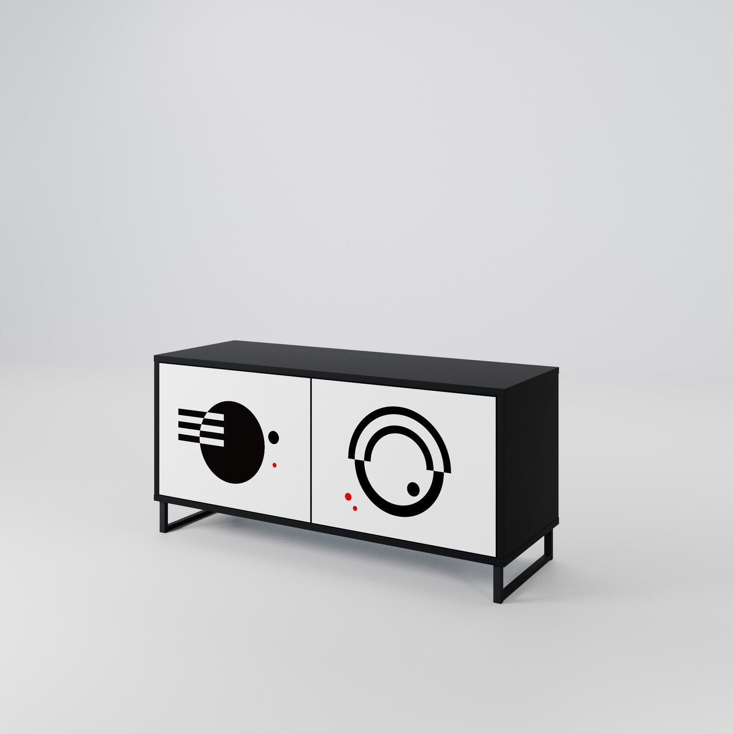 BLACK AND WHITE COMBINATION Kompaktní dvoudveřový TV stolek