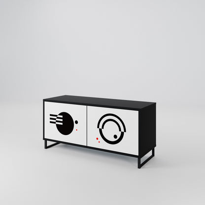 BLACK AND WHITE COMBINATION Kompaktní dvoudveřový TV stolek