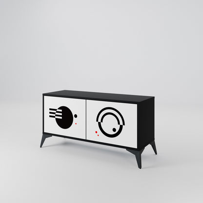 BLACK AND WHITE COMBINATION Kompaktní dvoudveřový TV stolek