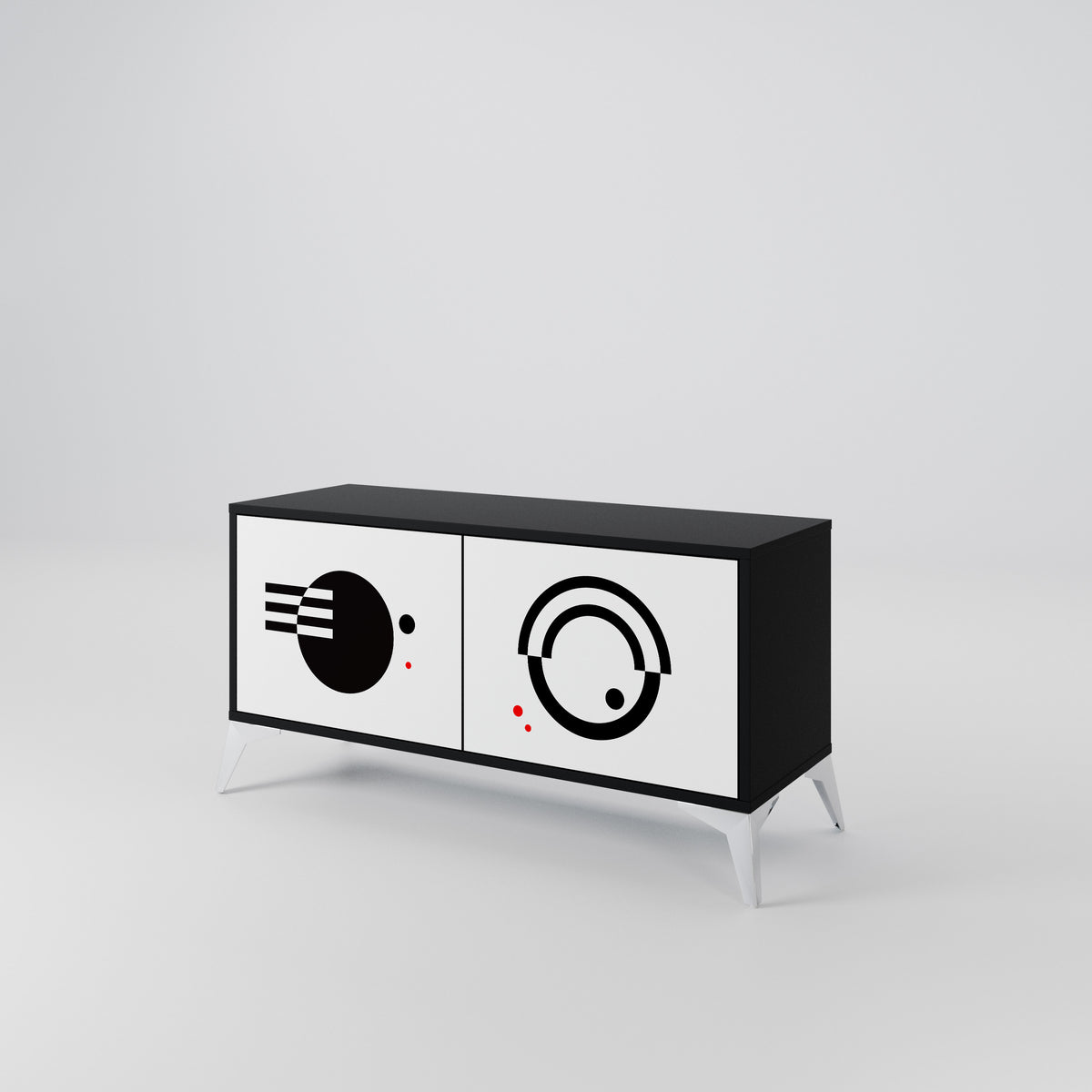 BLACK AND WHITE COMBINATION Kompaktní dvoudveřový TV stolek