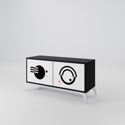 BLACK AND WHITE COMBINATION Kompaktní dvoudveřový TV stolek