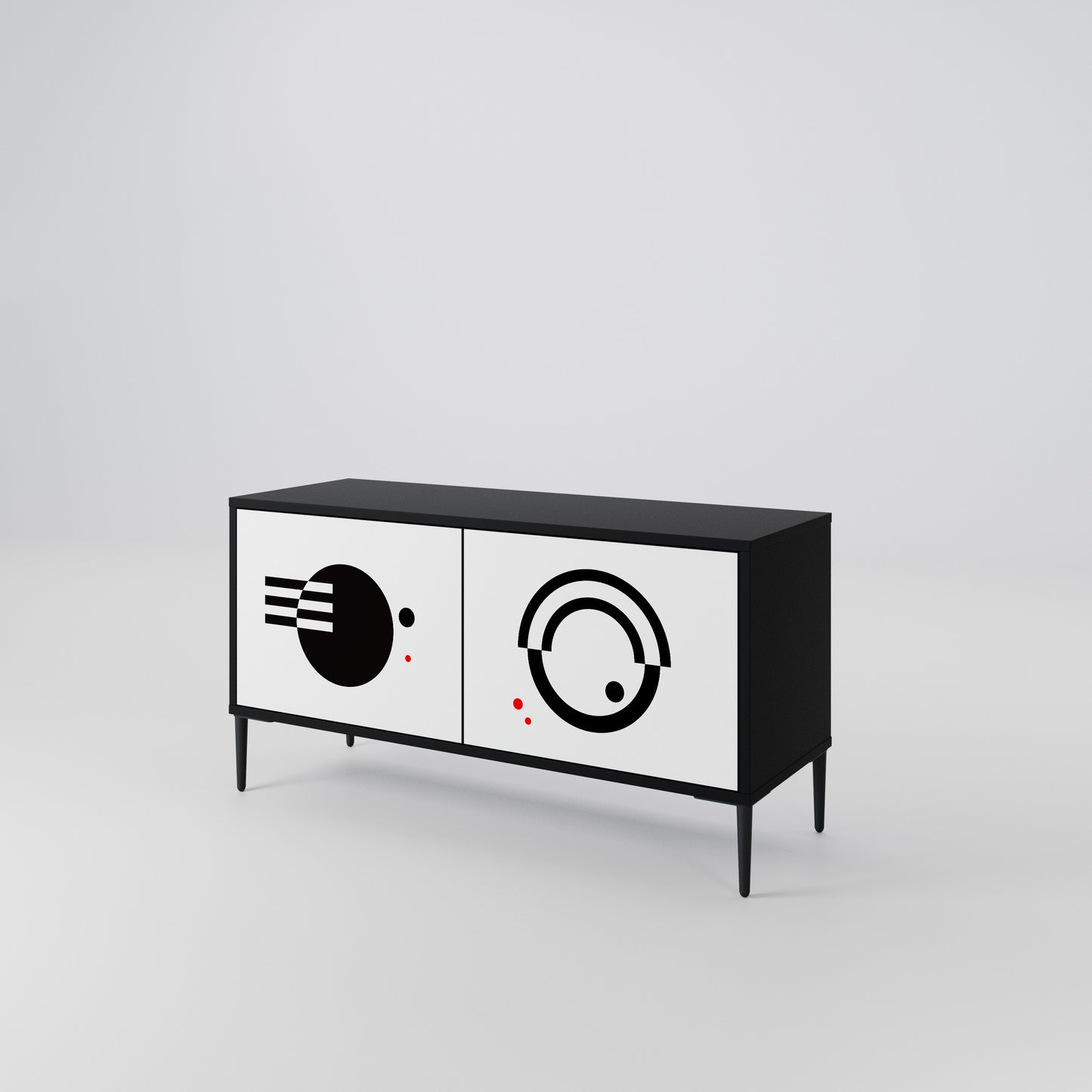 BLACK AND WHITE COMBINATION Kompaktní dvoudveřový TV stolek