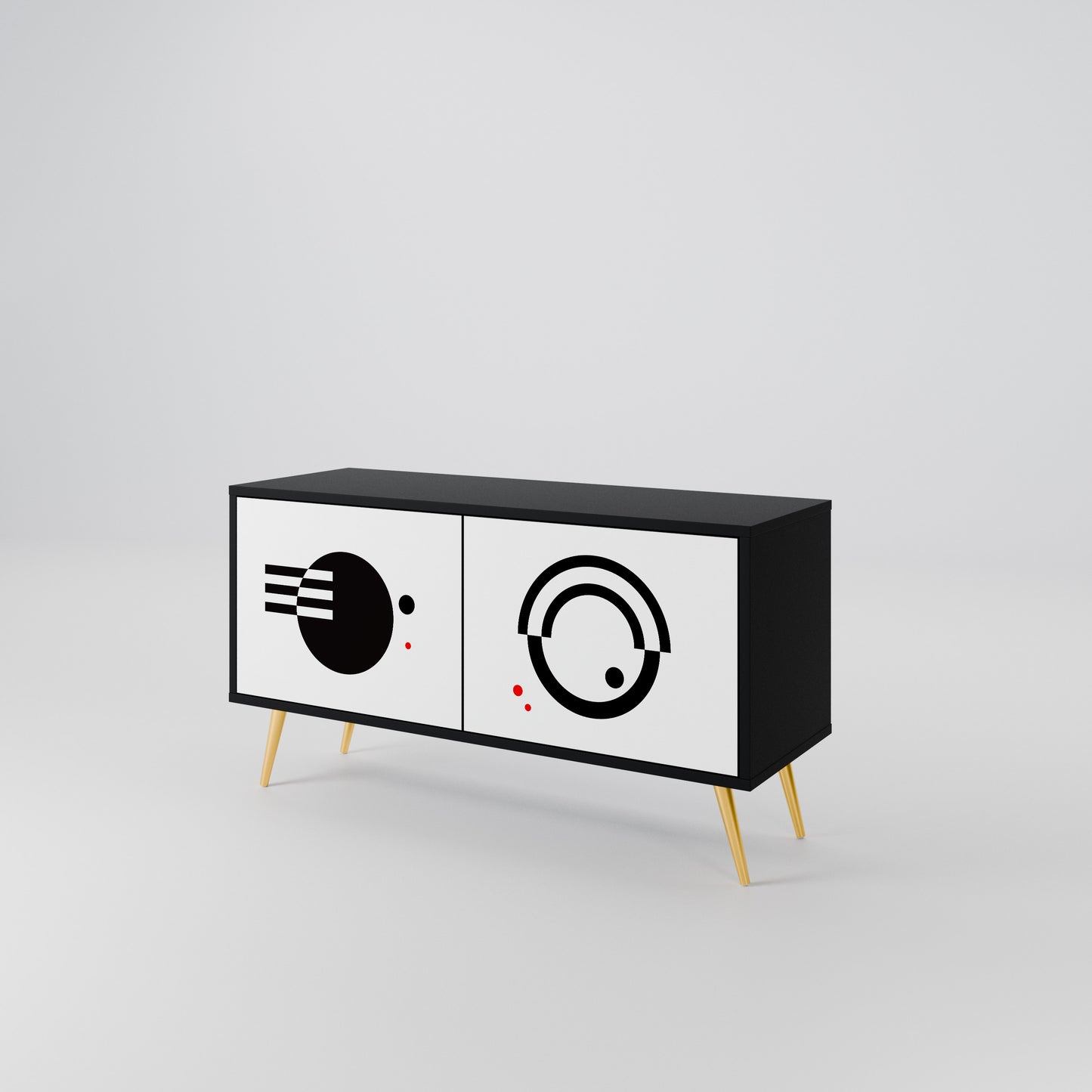 BLACK AND WHITE COMBINATION Kompaktní dvoudveřový TV stolek