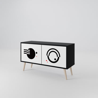 BLACK AND WHITE COMBINATION Kompaktní dvoudveřový TV stolek