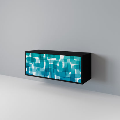 TURQUOISE RECTANGLES Kompaktní dvoudveřový TV stolek