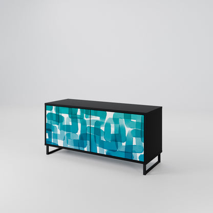 TURQUOISE RECTANGLES Kompaktní dvoudveřový TV stolek