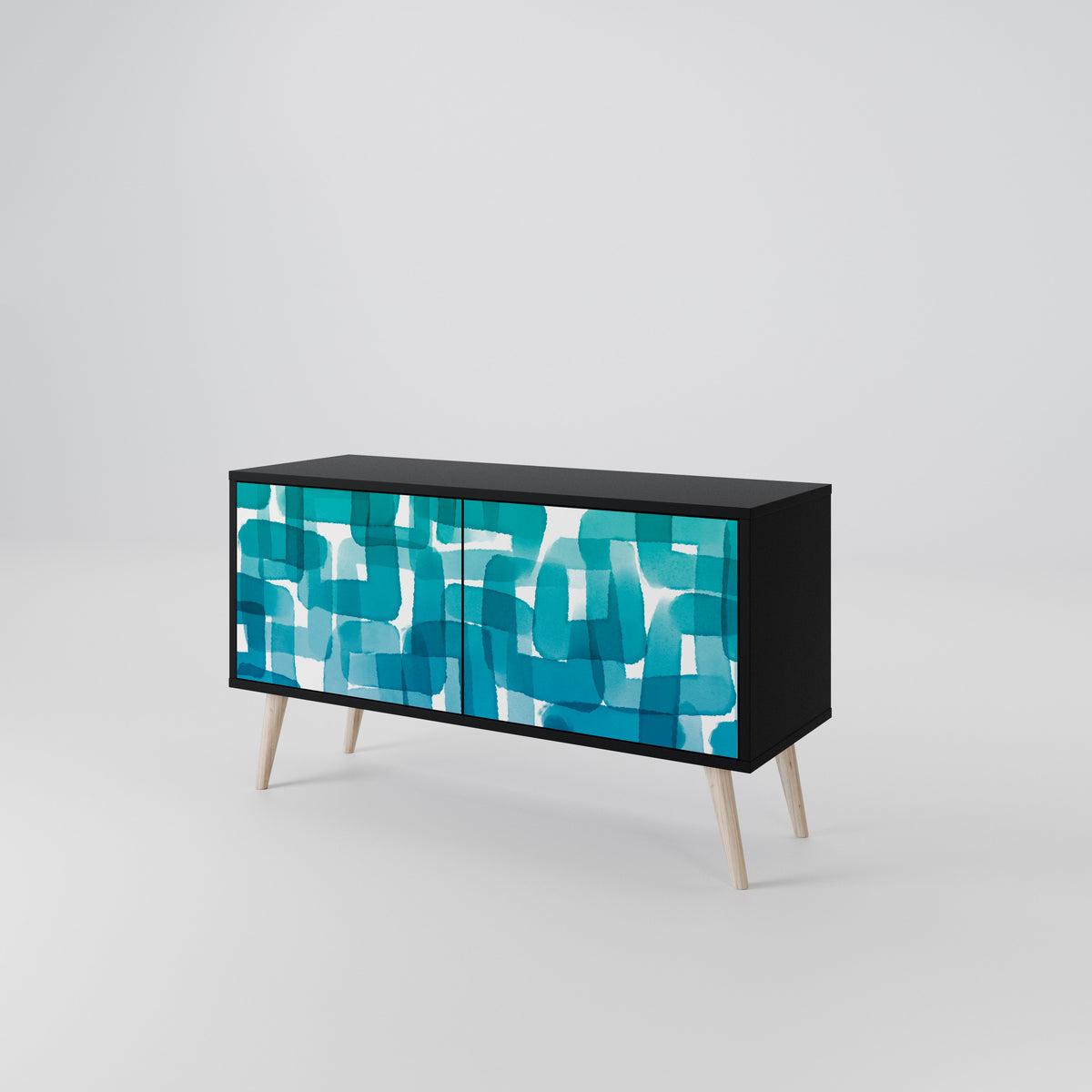 TURQUOISE RECTANGLES Kompaktní dvoudveřový TV stolek