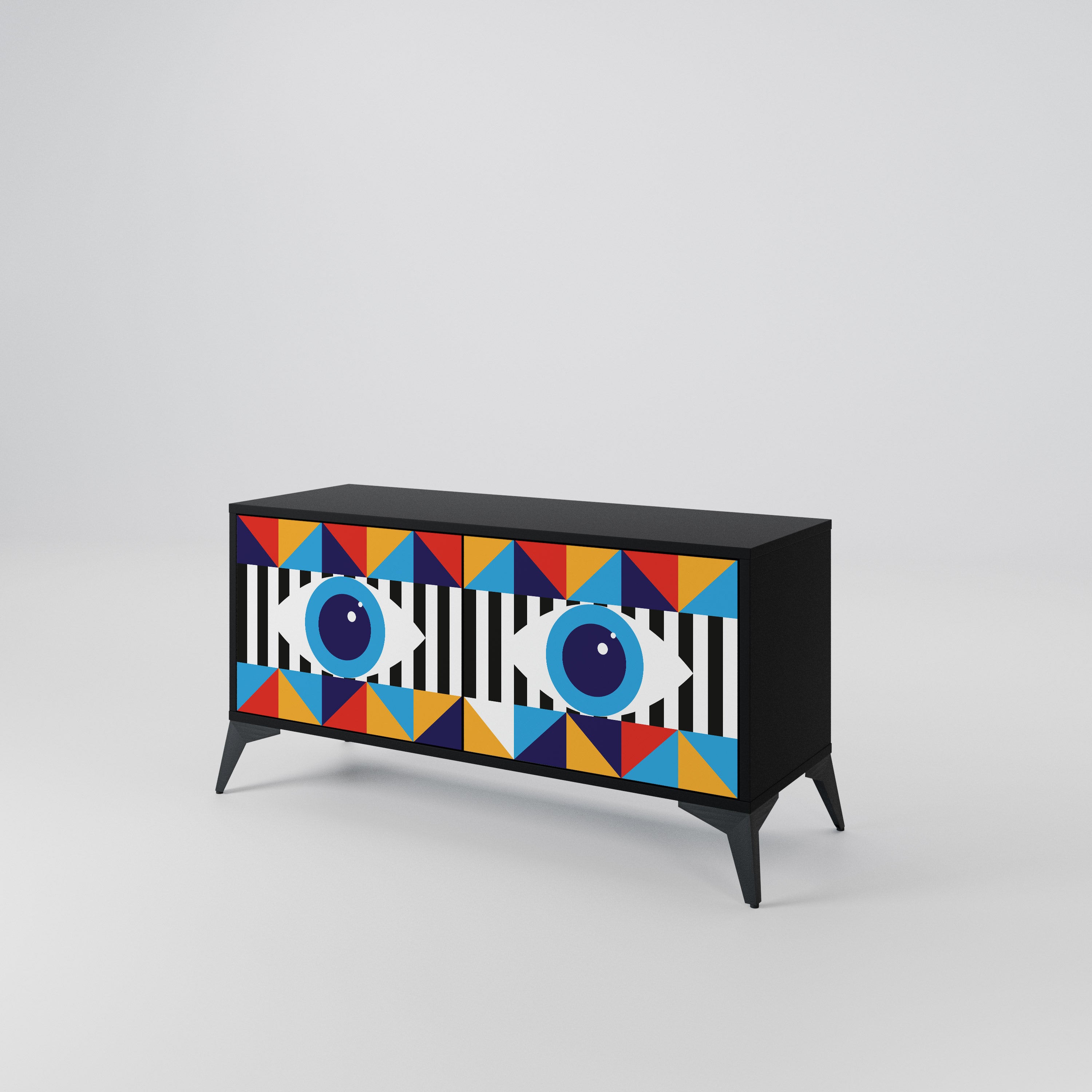 ABSTRACTION AND GEOMETRY Compact 2-Door TV Cabinet