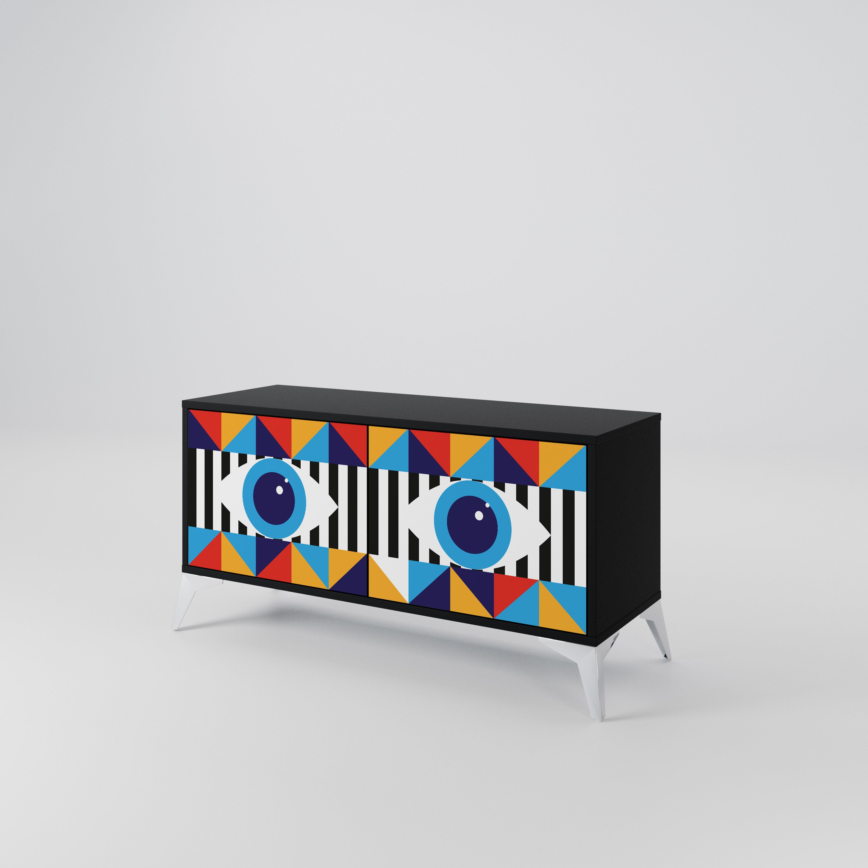 ABSTRACTION AND GEOMETRY Compact 2-Door TV Cabinet