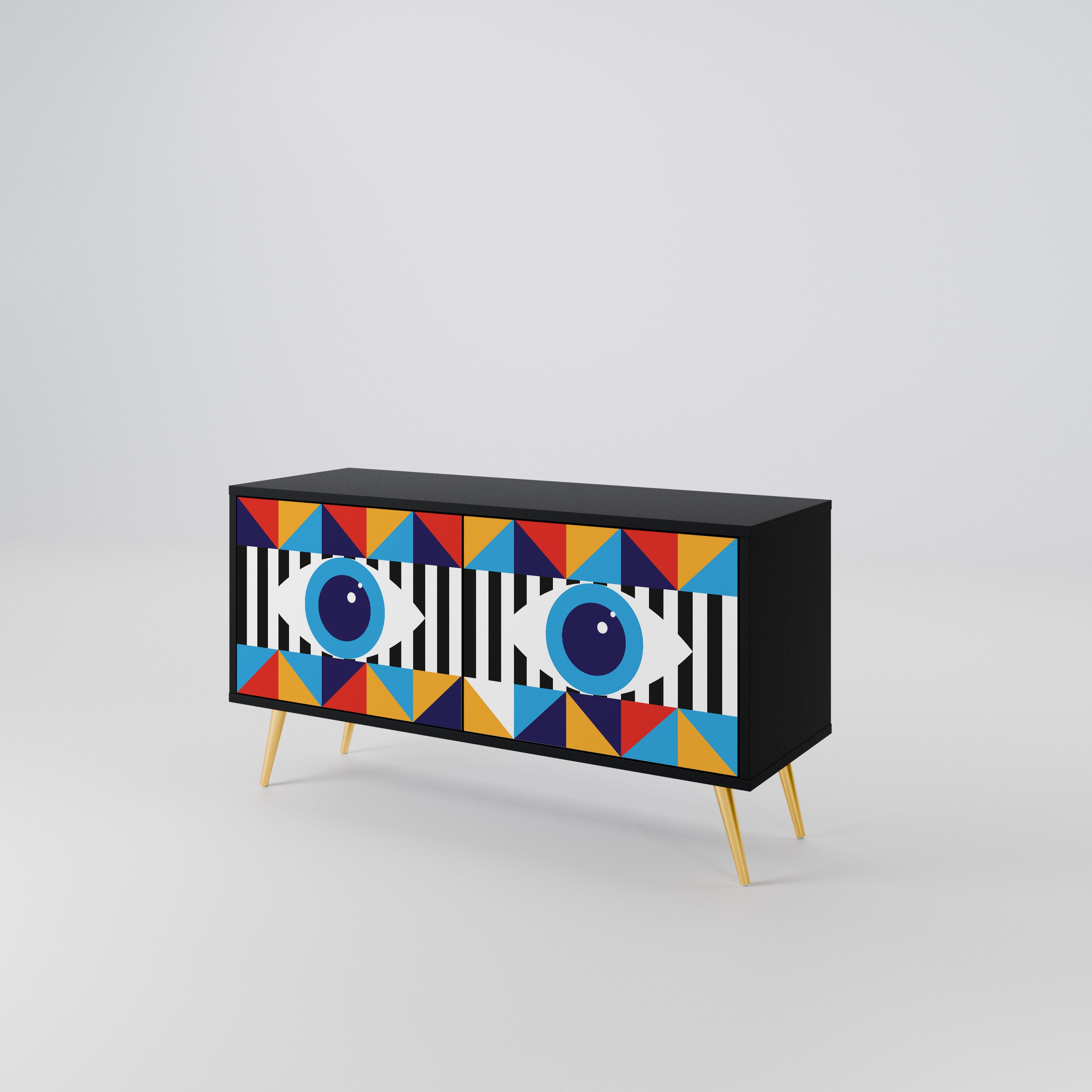 ABSTRACTION AND GEOMETRY Compact 2-Door TV Cabinet