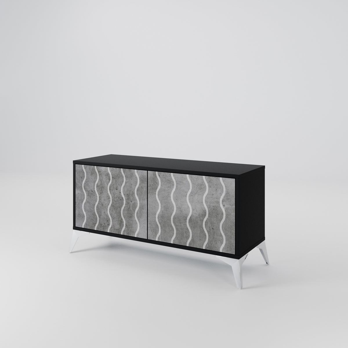 WAVES OF CONCRETE Kompaktní dvoudveřový TV stolek