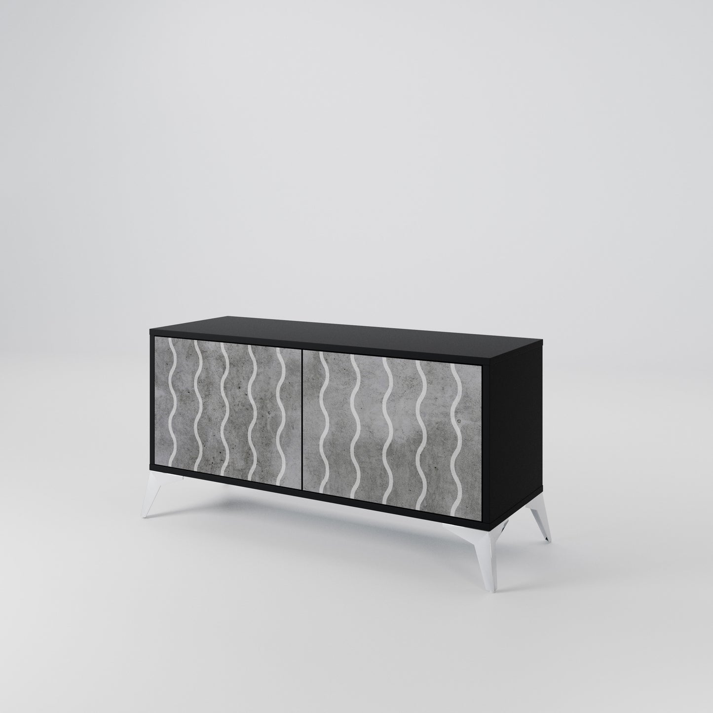 WAVES OF CONCRETE Kompaktní dvoudveřový TV stolek