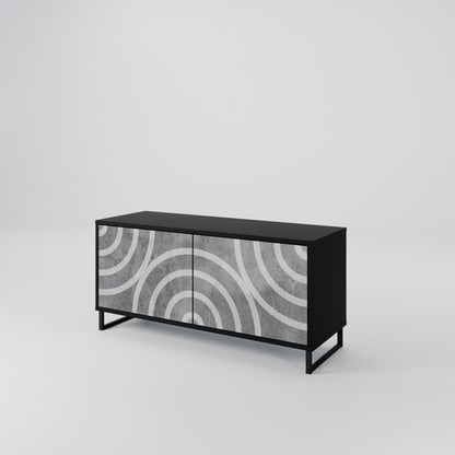 CIRCLE CONCRETE Kompaktní dvoudveřový TV stolek