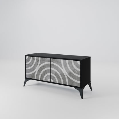 CIRCLE CONCRETE Kompaktní dvoudveřový TV stolek