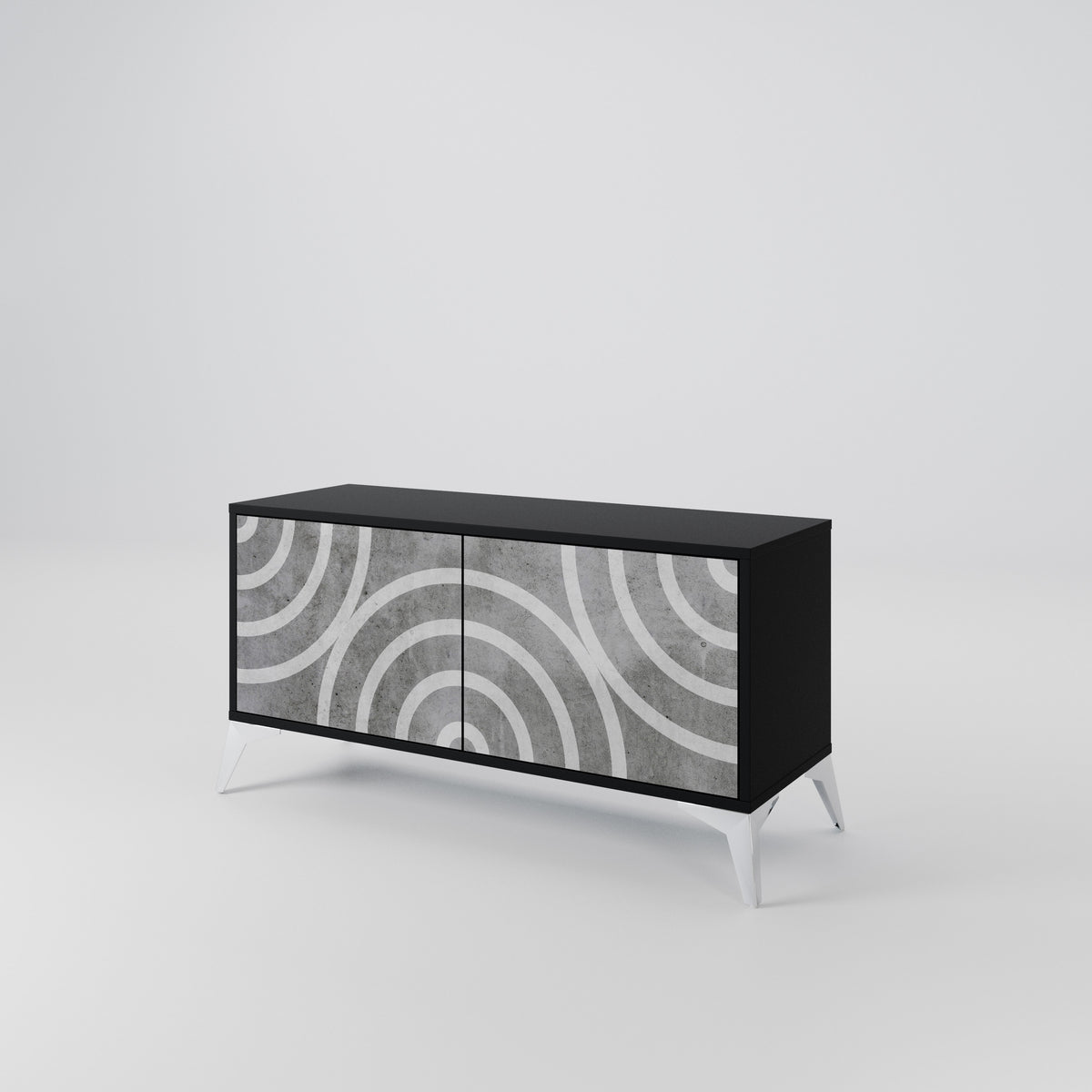 CIRCLE CONCRETE Kompaktní dvoudveřový TV stolek