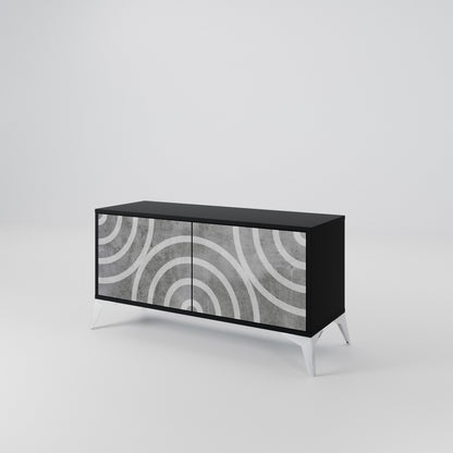 CIRCLE CONCRETE Kompaktní dvoudveřový TV stolek