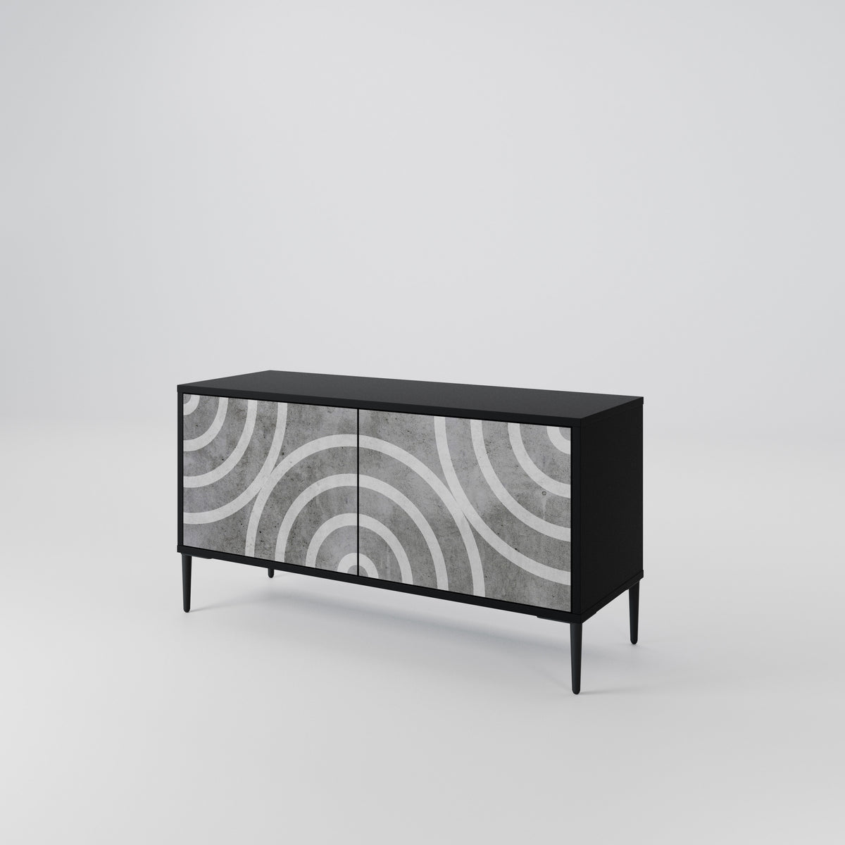 CIRCLE CONCRETE Kompaktní dvoudveřový TV stolek