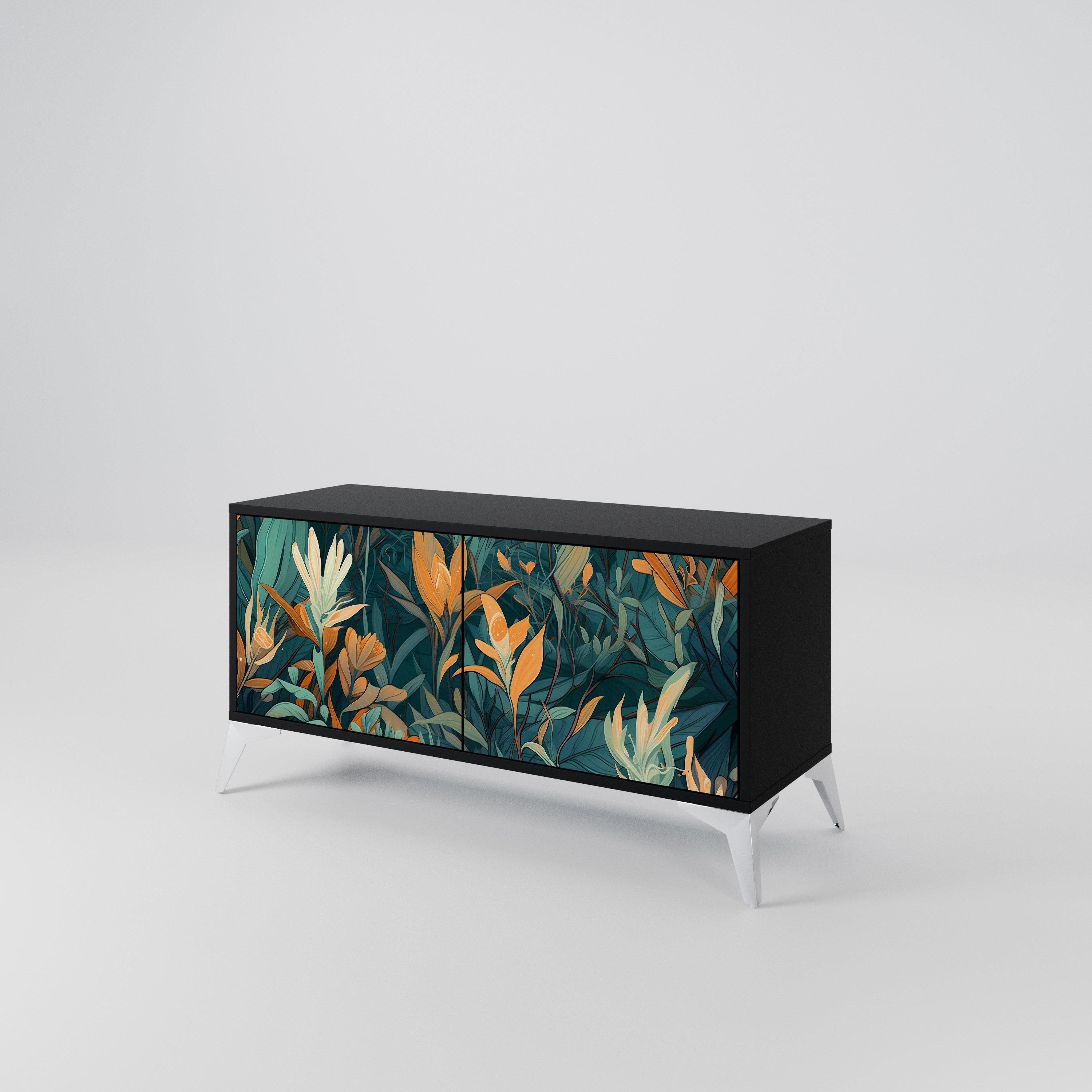 FLORAL SERENITY Compact 2-Door TV Cabinet