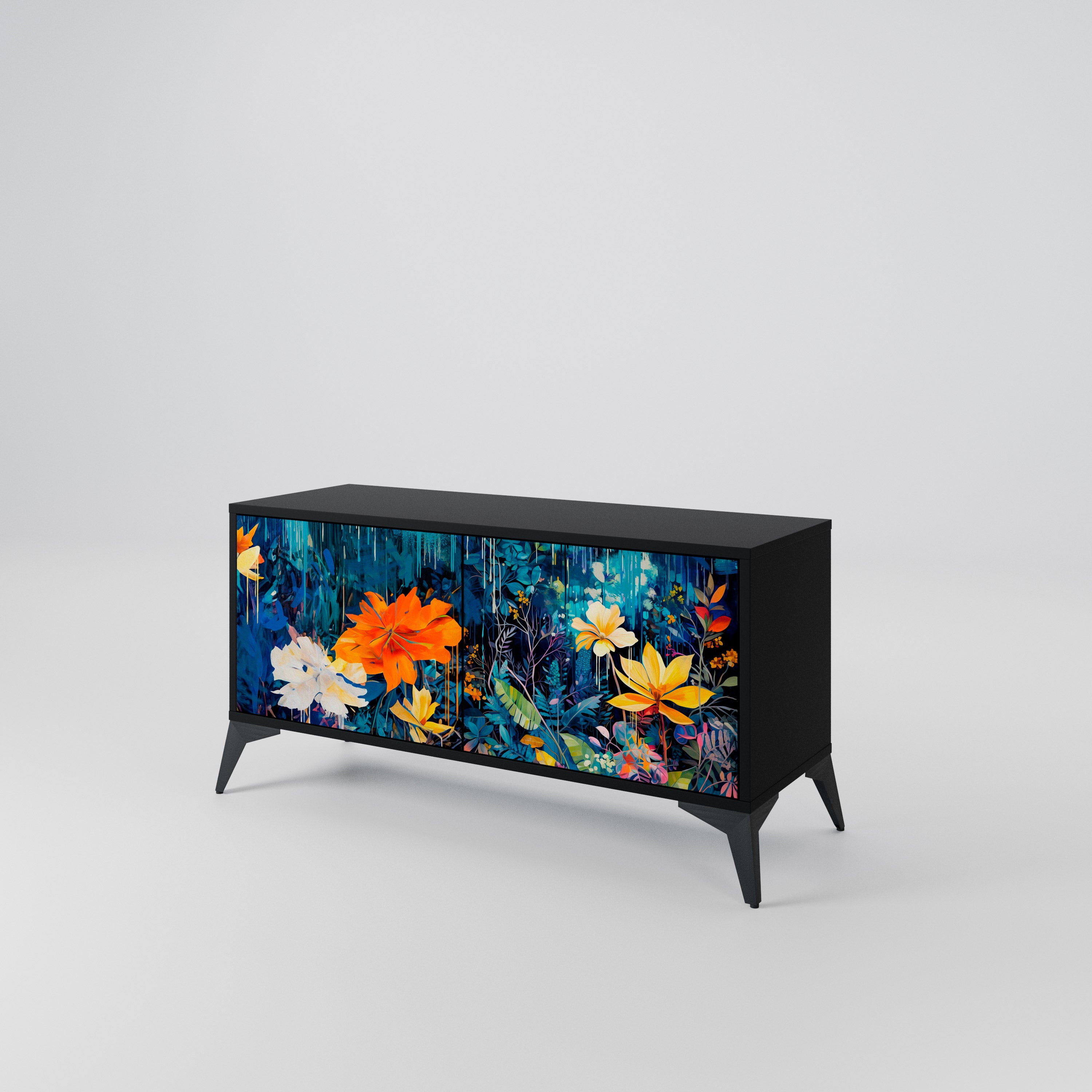 MIDNIGHT BLOSSOM Compact 2-Door TV Cabinet