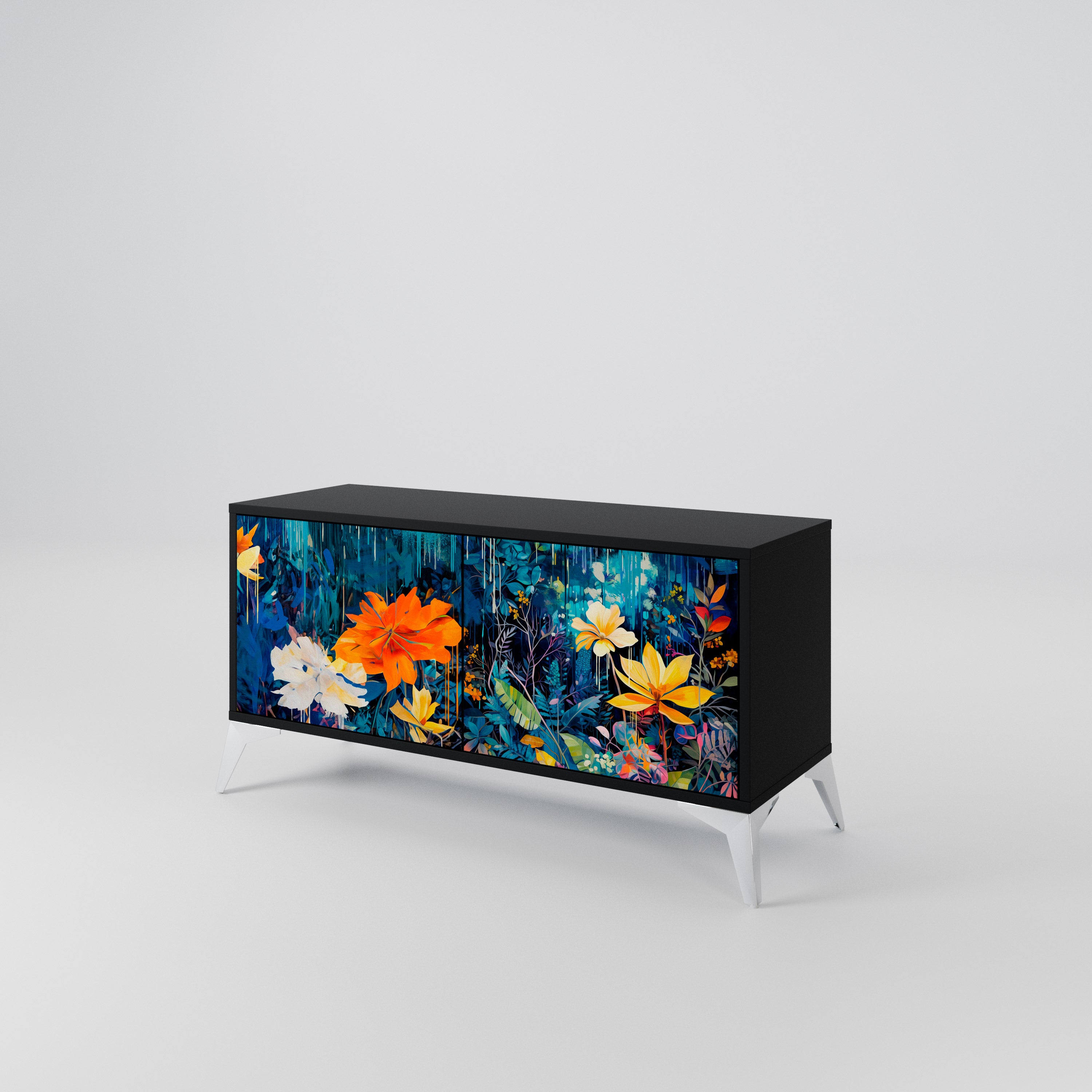 MIDNIGHT BLOSSOM Compact 2-Door TV Cabinet
