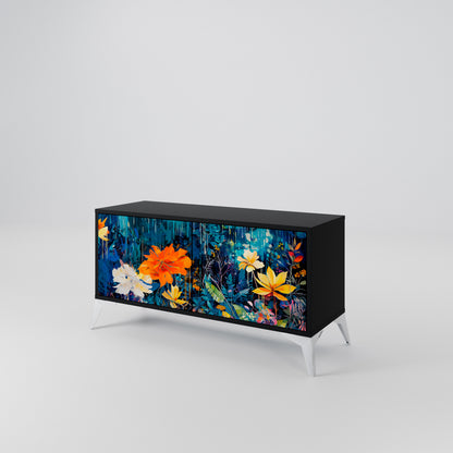MIDNIGHT BLOSSOM Kompaktní dvoudveřový TV stolek