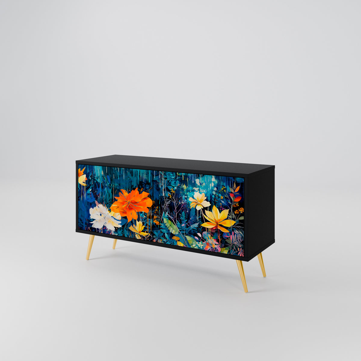 MIDNIGHT BLOSSOM Kompaktní dvoudveřový TV stolek