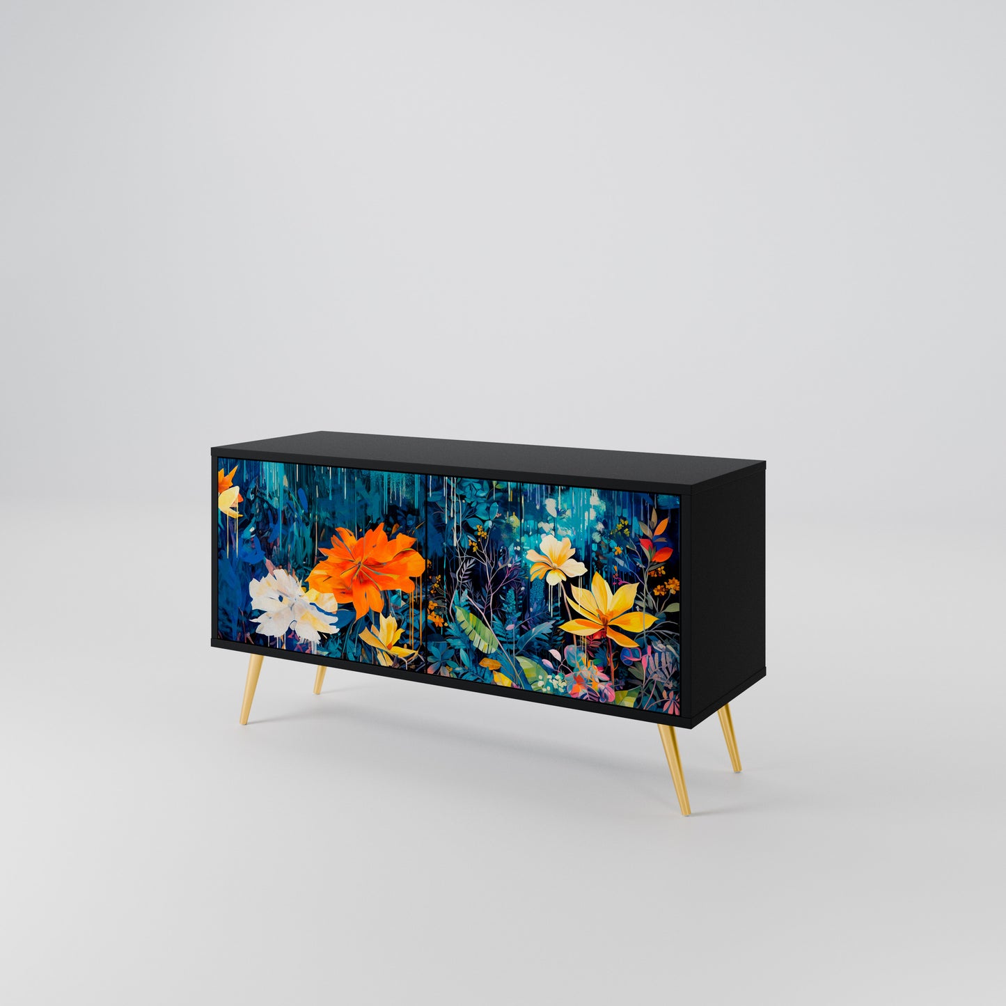 MIDNIGHT BLOSSOM Kompaktní dvoudveřový TV stolek