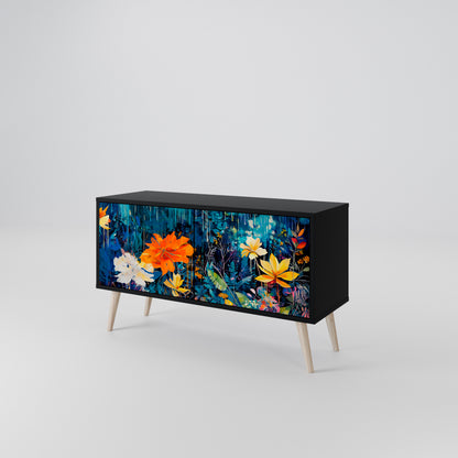 MIDNIGHT BLOSSOM Kompaktní dvoudveřový TV stolek
