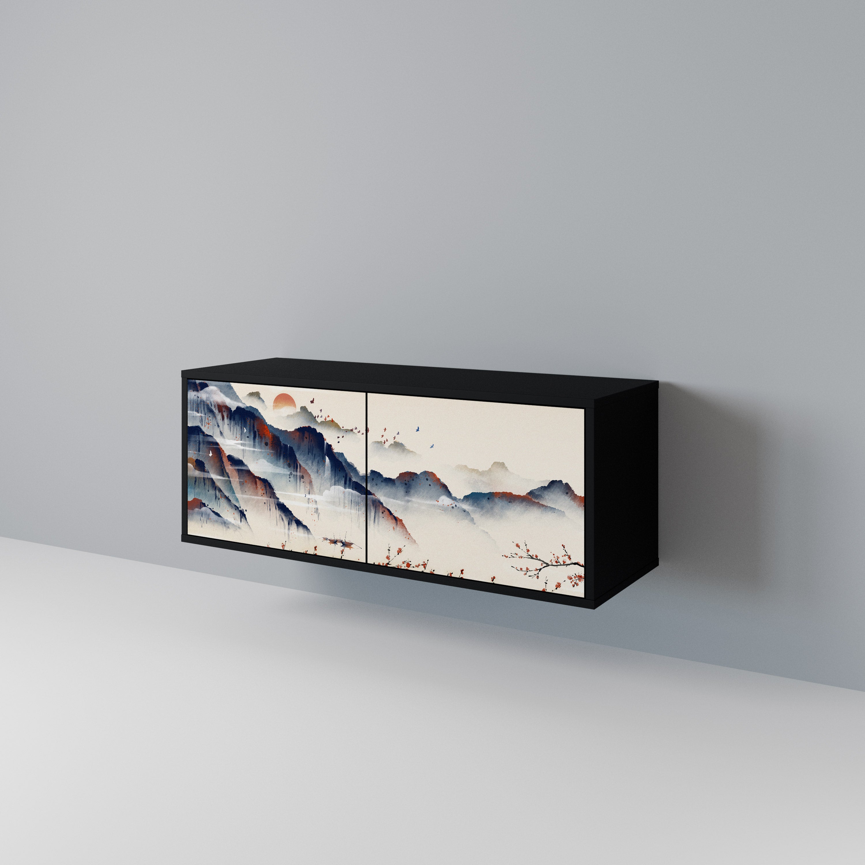 JAPANESE LANDSCAPE Compact 2-Door TV Cabinet