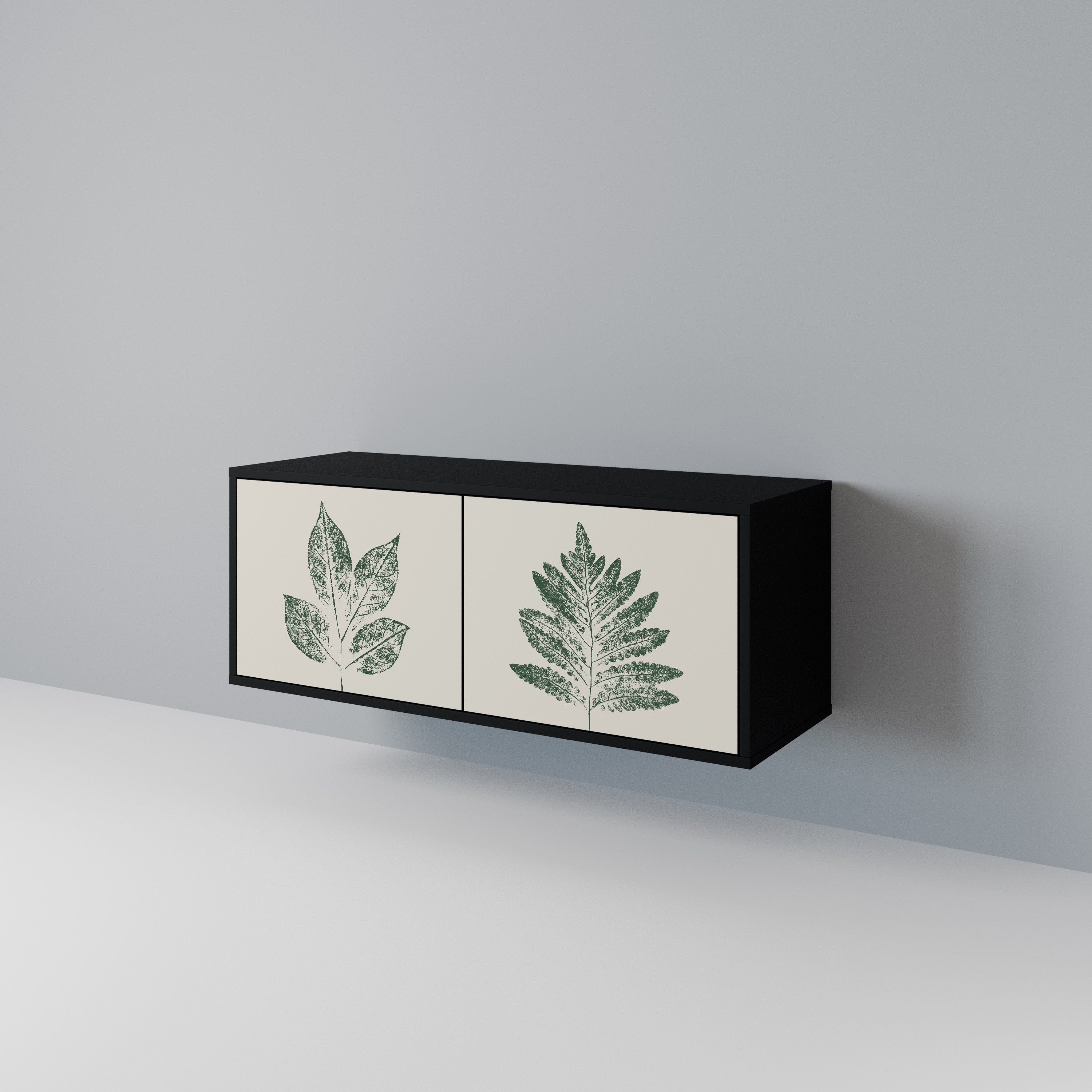 GREEN LEAFY STAMPS Compact 2-Door TV Cabinet