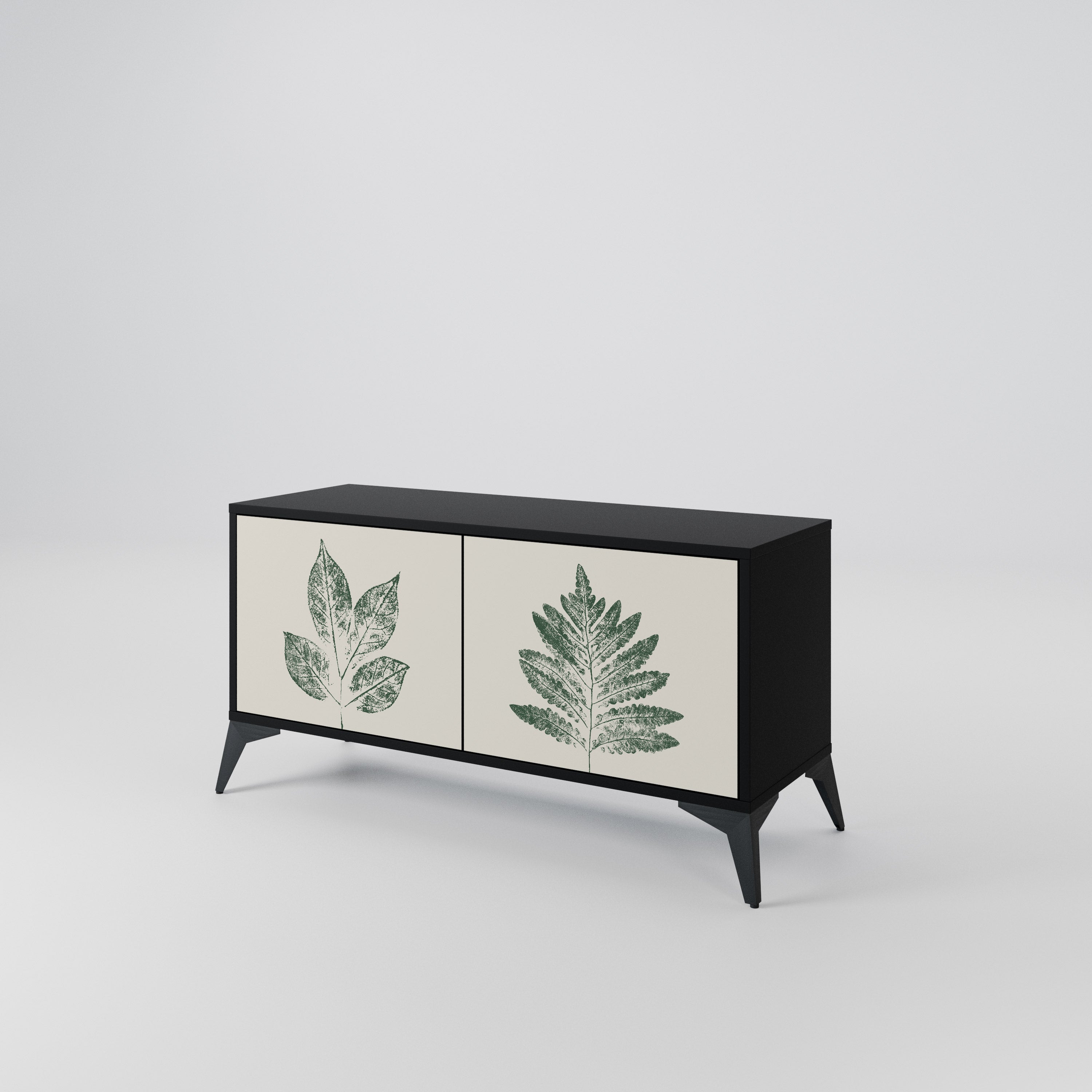 GREEN LEAFY STAMPS Compact 2-Door TV Cabinet