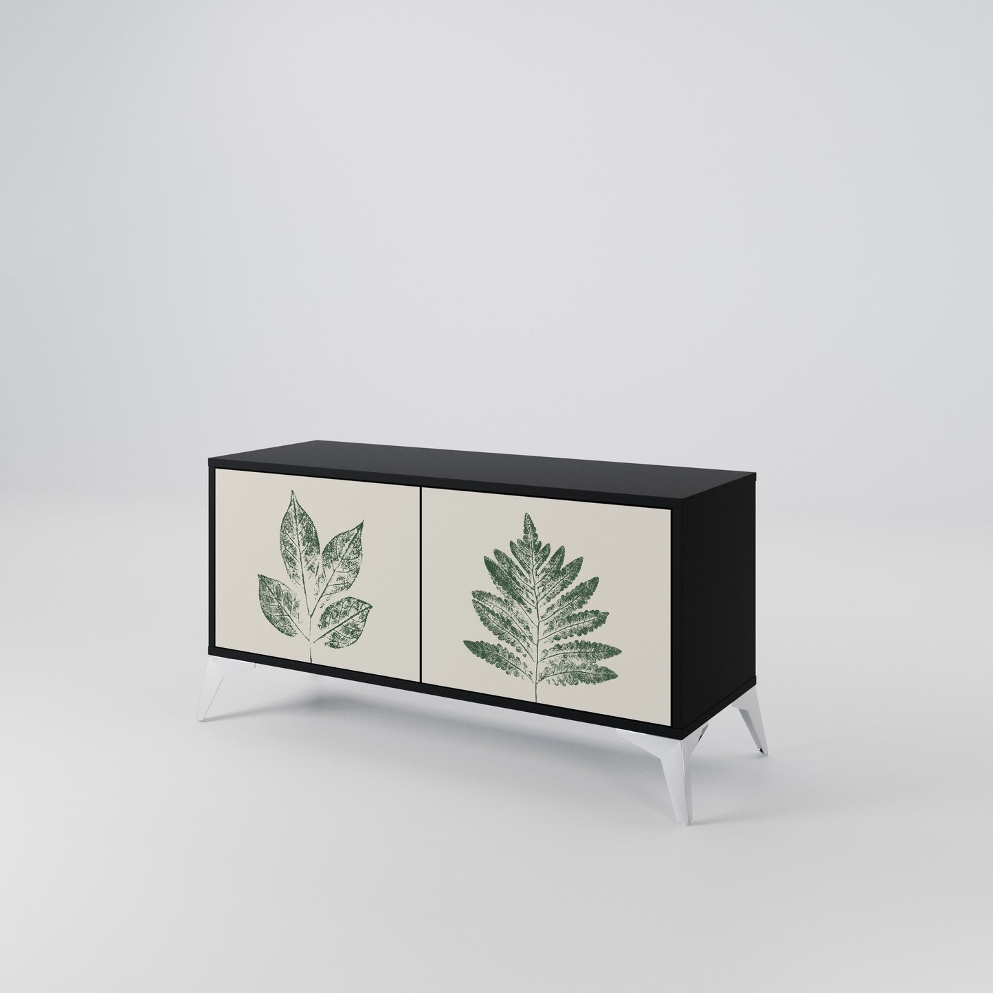 GREEN LEAFY STAMPS Kompaktní dvoudveřový TV stolek