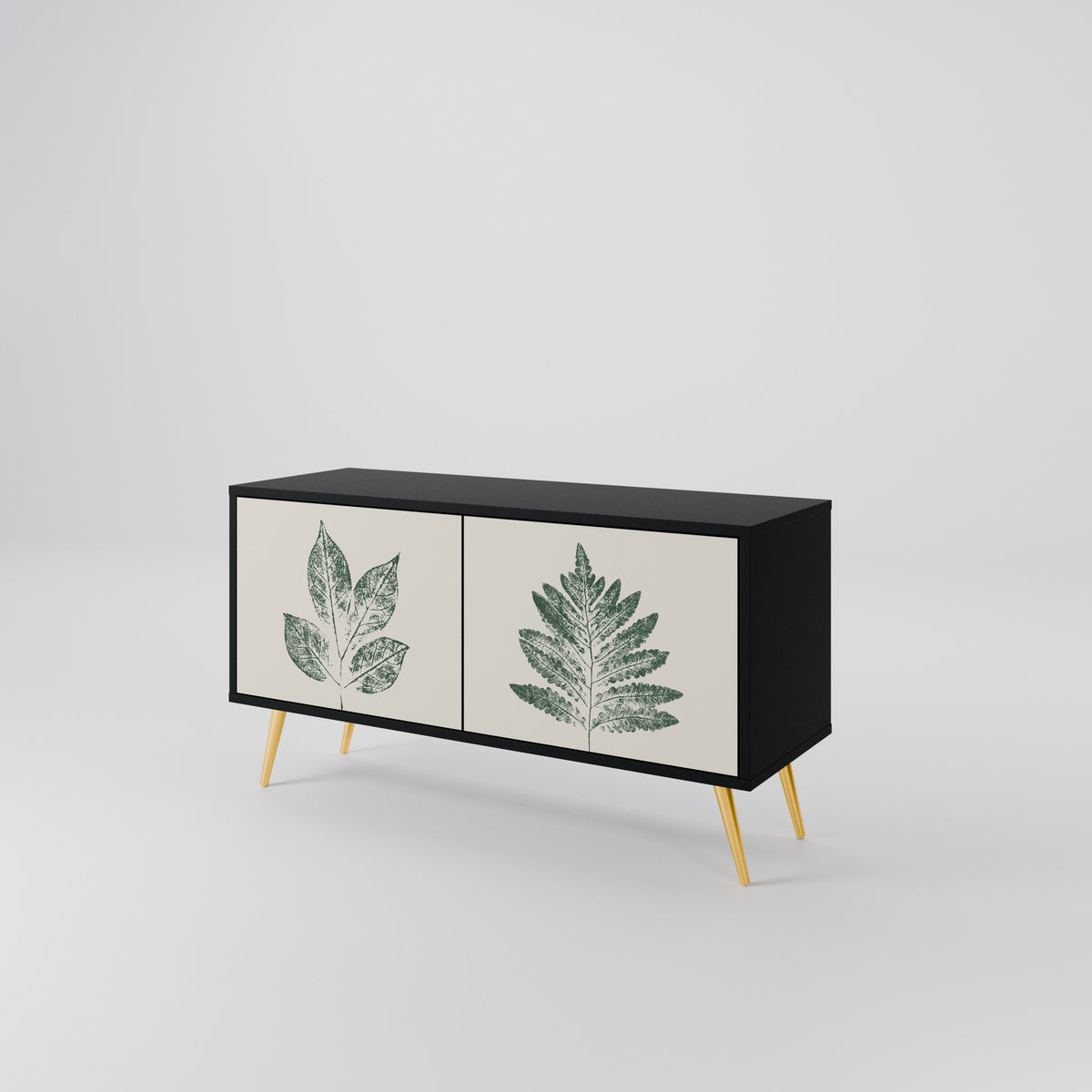 GREEN LEAFY STAMPS Kompaktní dvoudveřový TV stolek