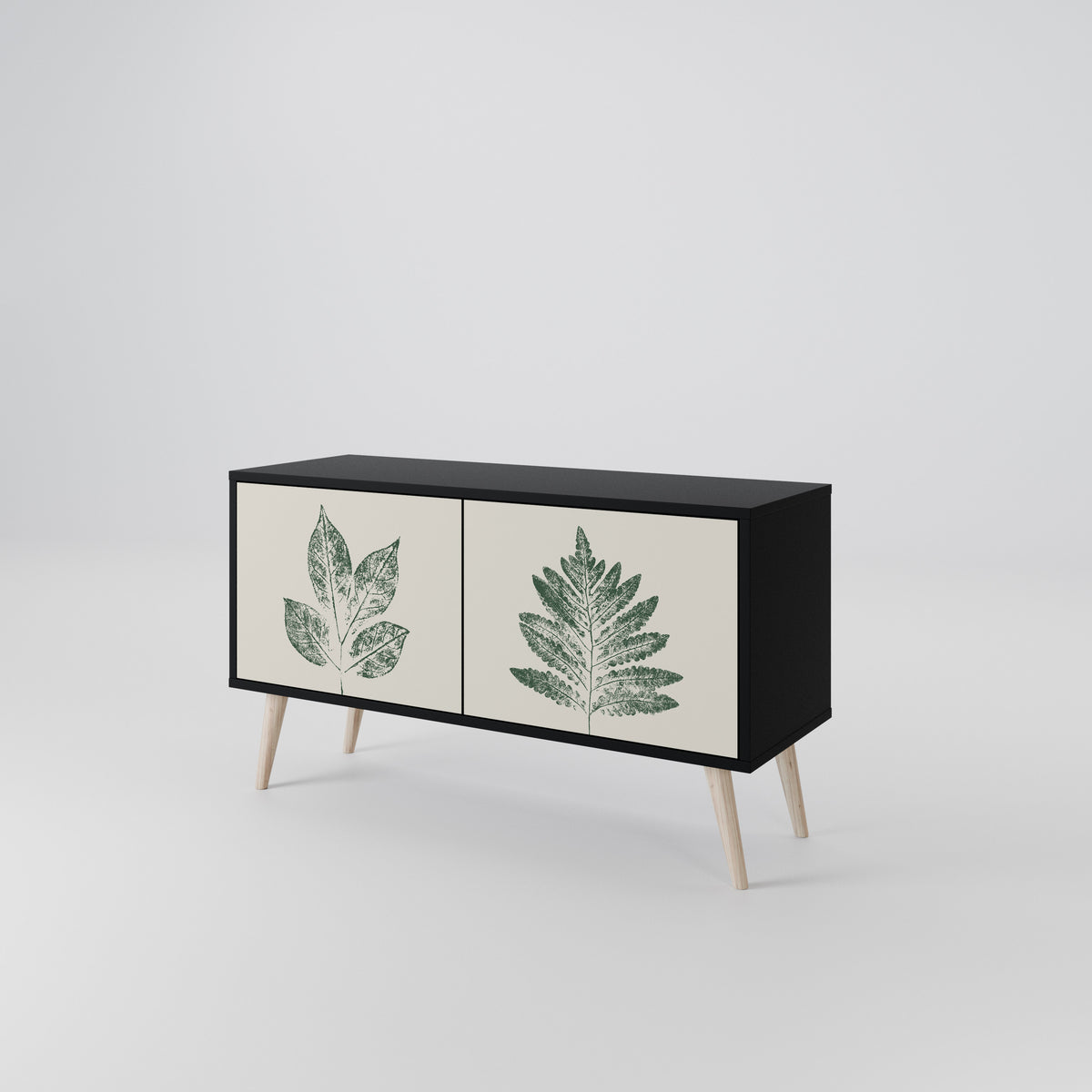 GREEN LEAFY STAMPS Kompaktní dvoudveřový TV stolek