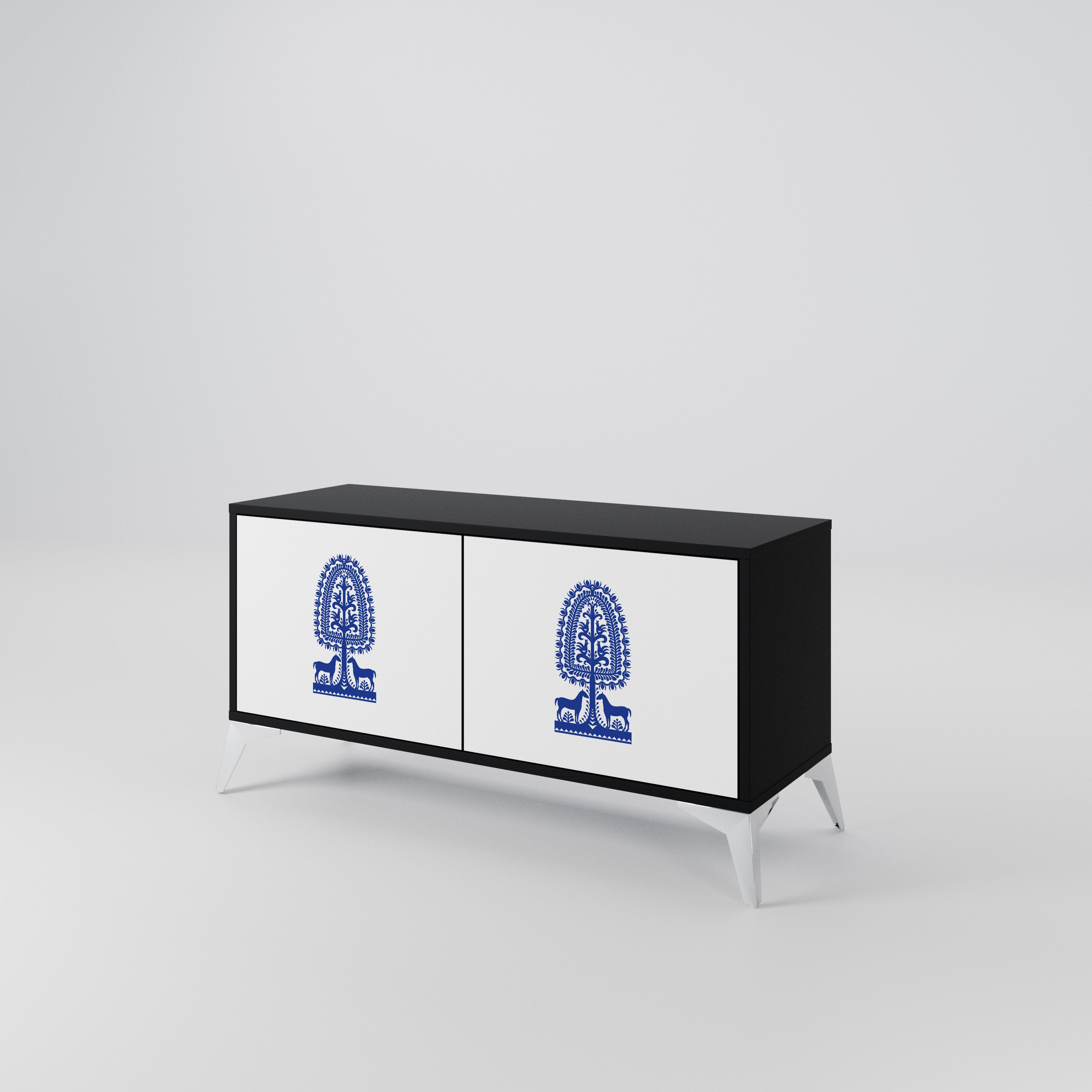 POLISH FOLK ART Compact 2-Door TV Cabinet