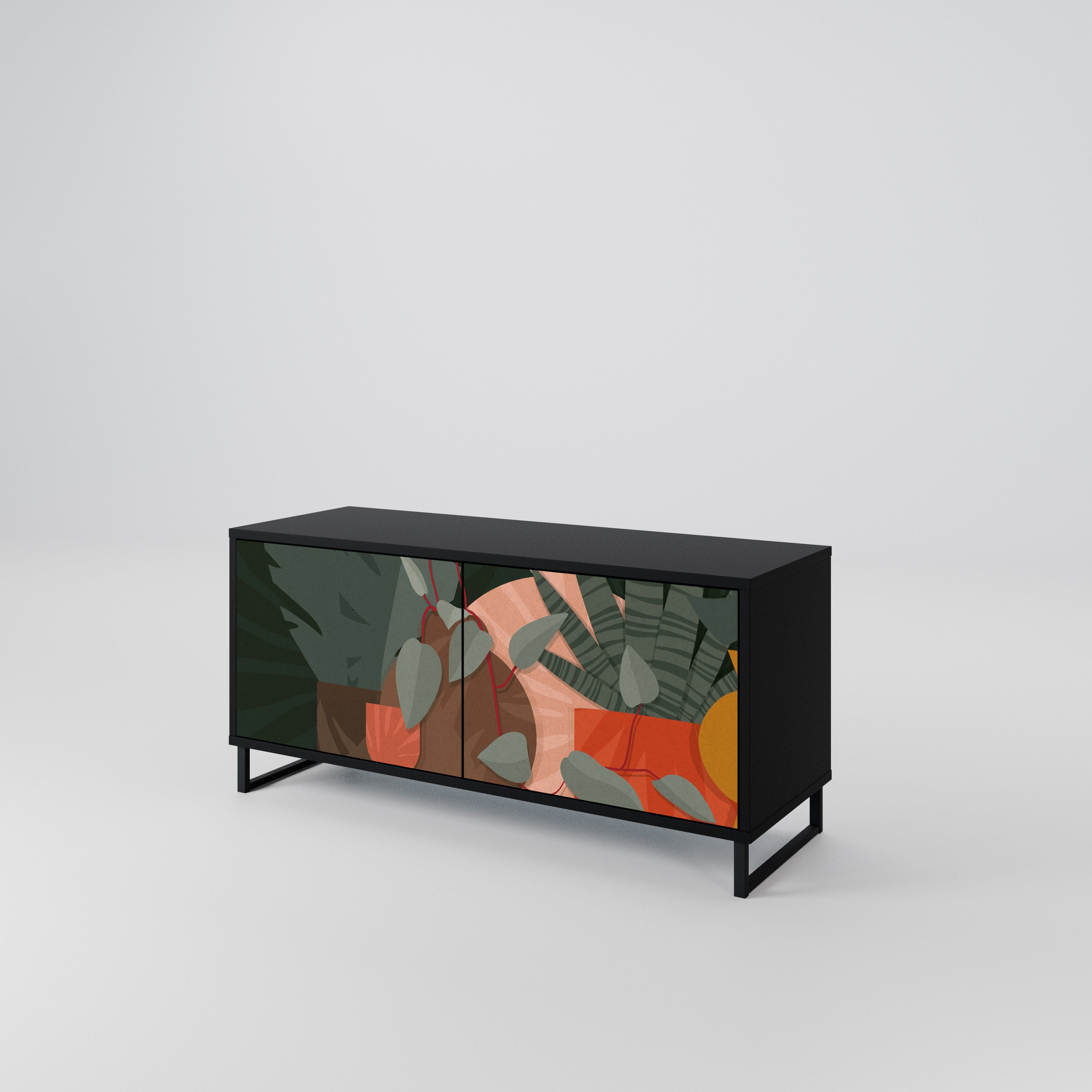 TROPICAL COMPOSITION Compact 2-Door TV Cabinet