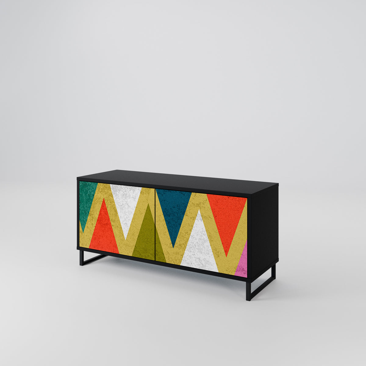 COLORFUL TRIANGLES Kompaktní dvoudveřový TV stolek