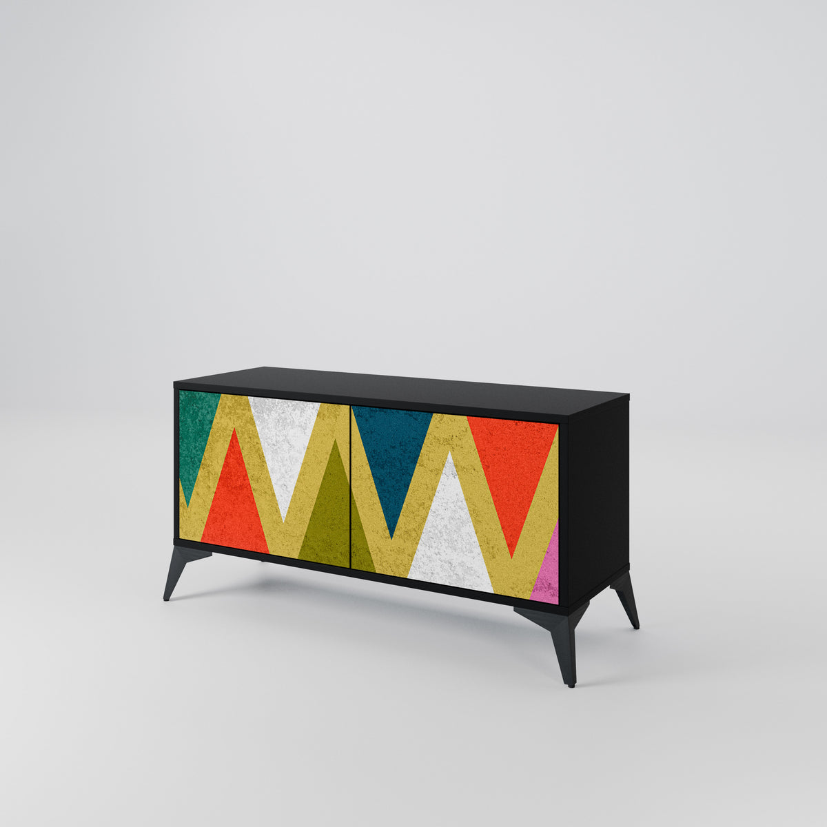 COLORFUL TRIANGLES Kompaktní dvoudveřový TV stolek