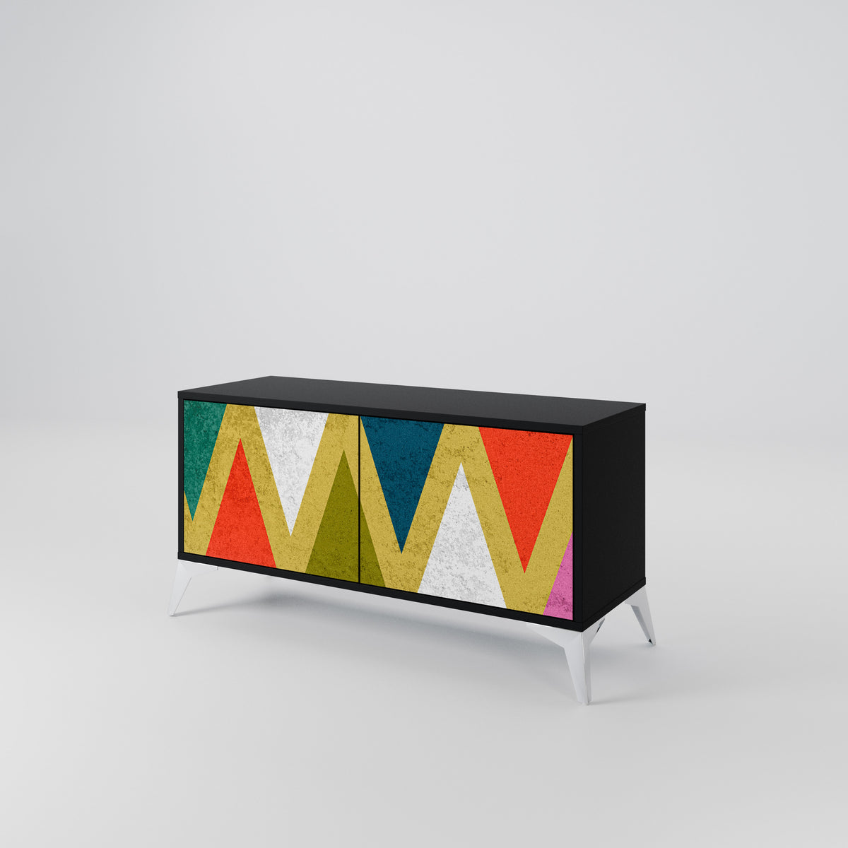 COLORFUL TRIANGLES Kompaktní dvoudveřový TV stolek
