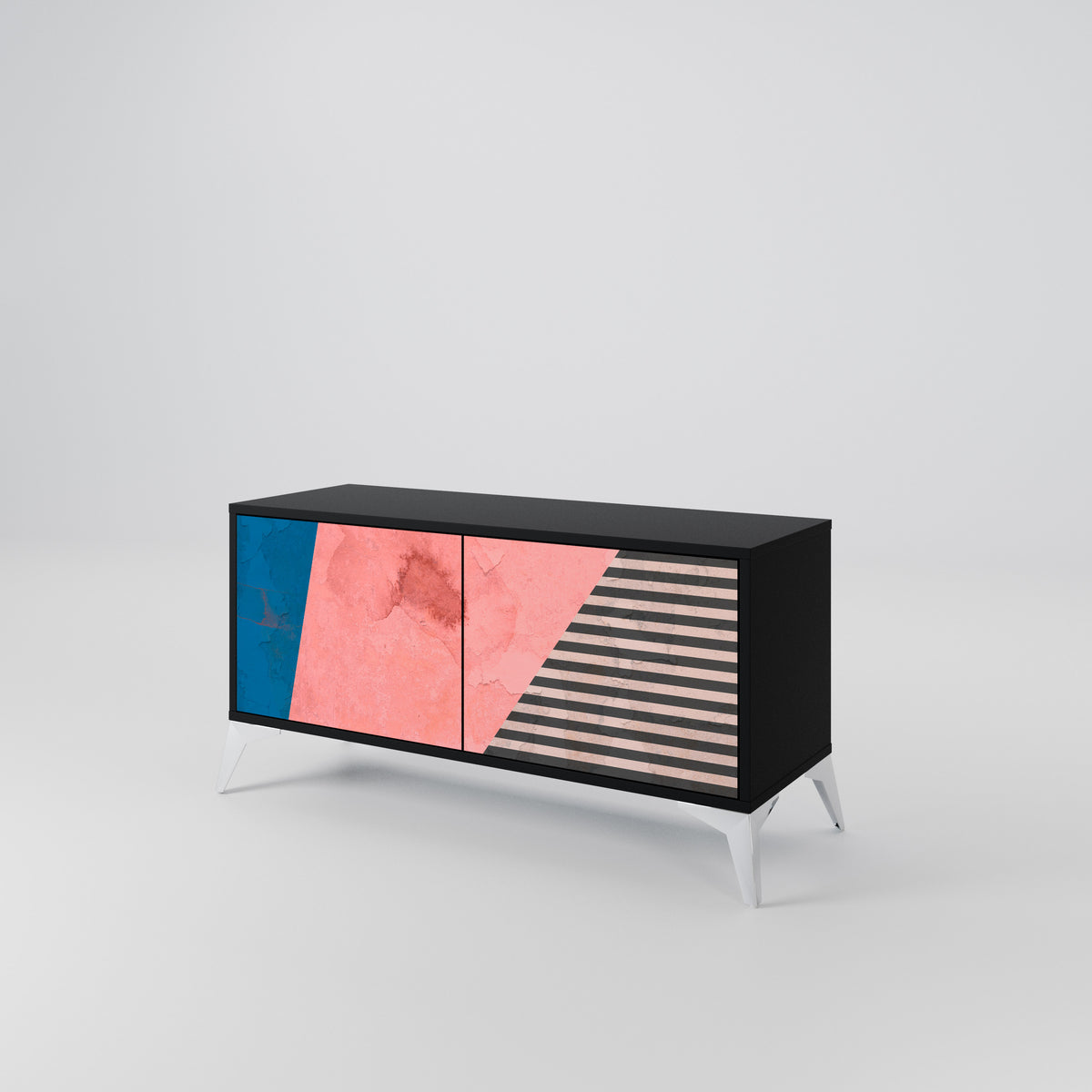 GLAMOROUS STRIPE Kompaktní dvoudveřový TV stolek