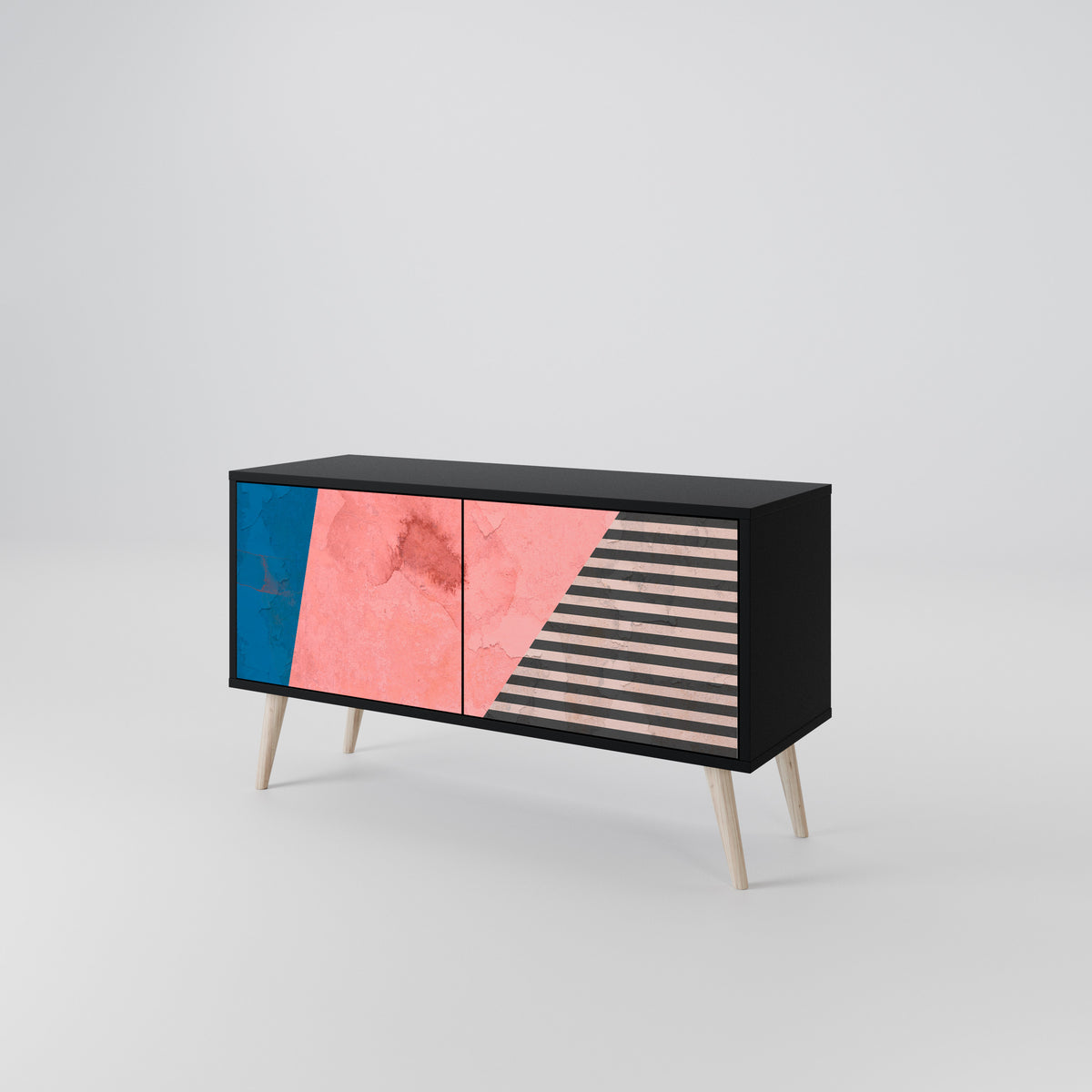 GLAMOROUS STRIPE Kompaktní dvoudveřový TV stolek