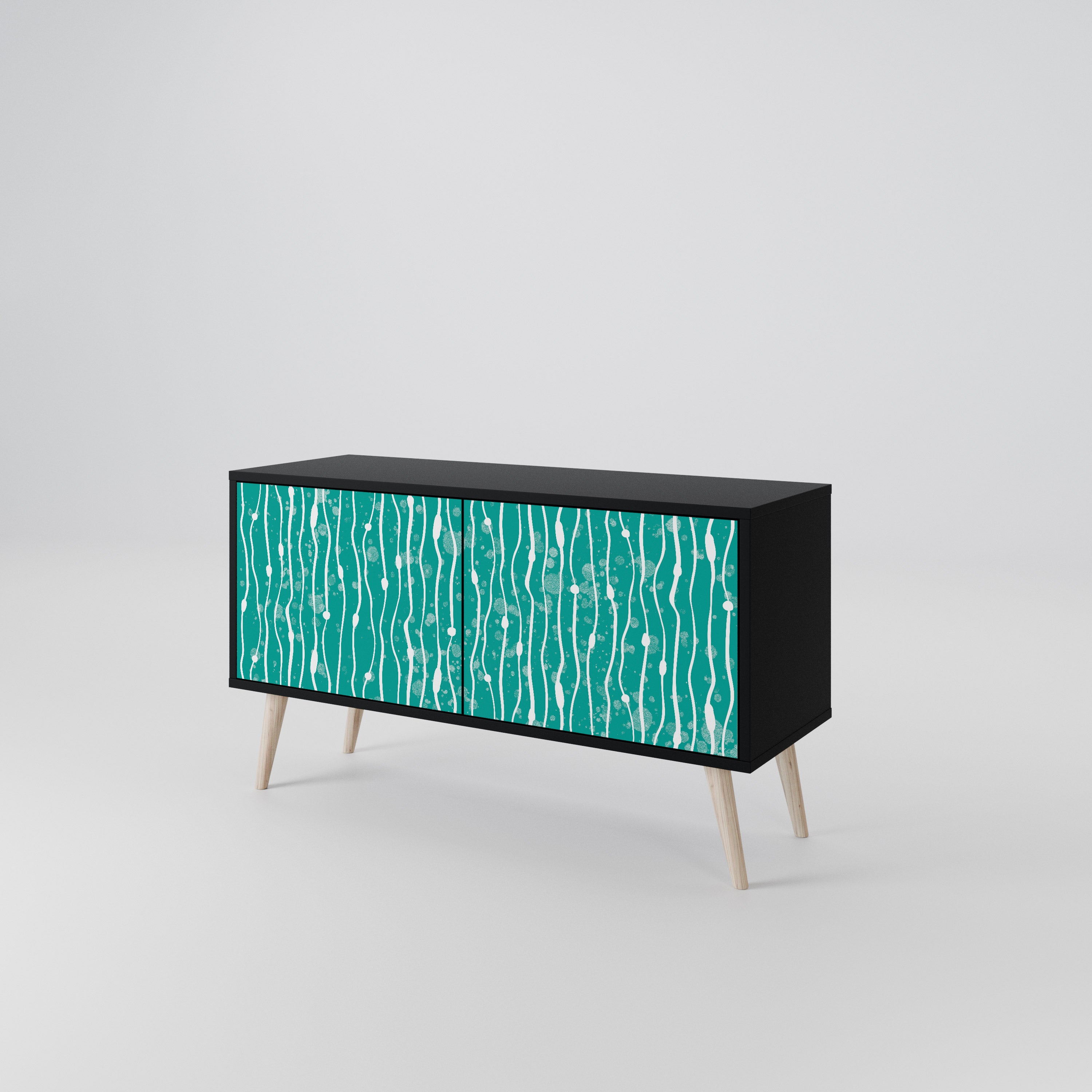 TURQUOISE RAIN Kompaktní dvoudveřový TV stolek