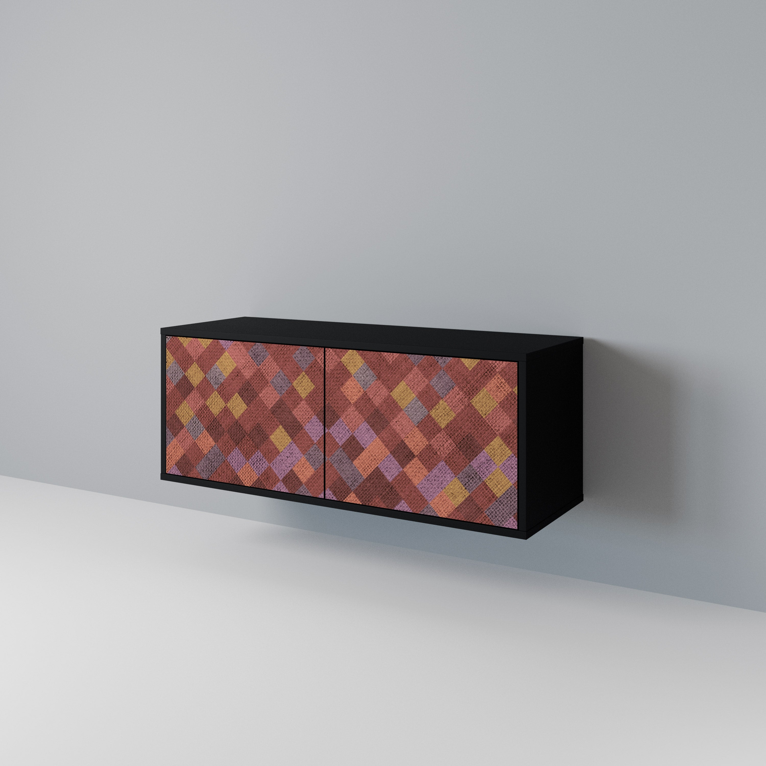 PAINTED SQUARES Kompaktní dvoudveřový TV stolek