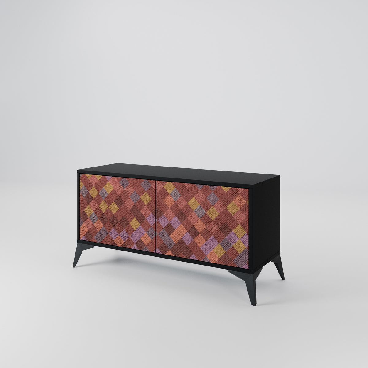PAINTED SQUARES Kompaktní dvoudveřový TV stolek