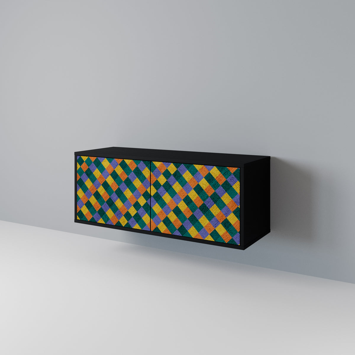 PAINTED SQUARES MIX Kompaktní dvoudveřový TV stolek