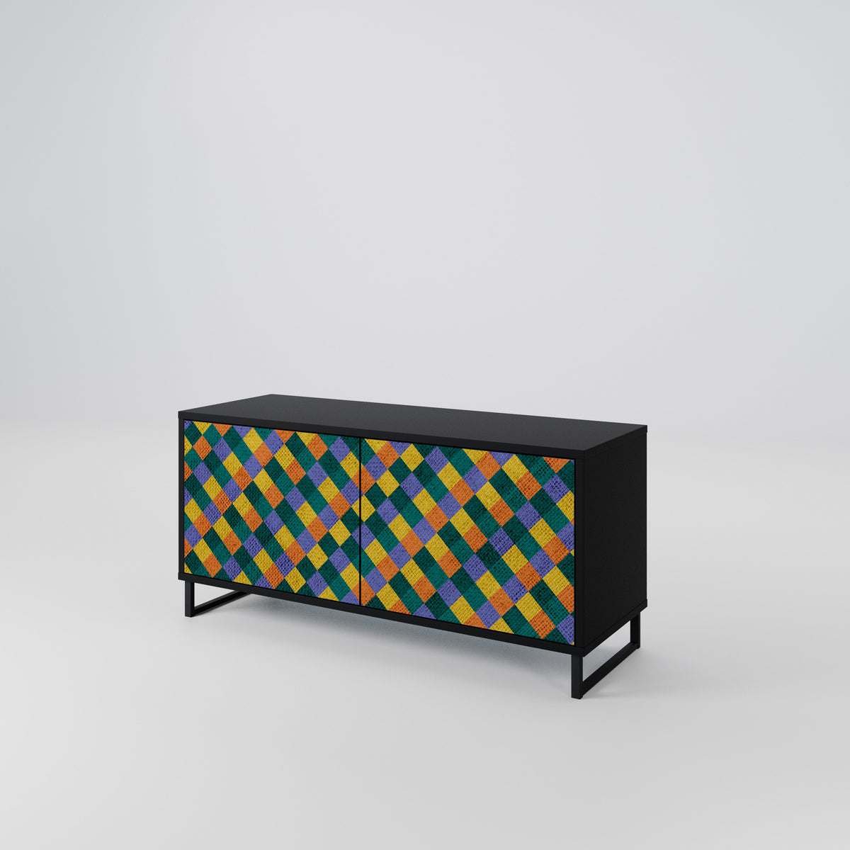 PAINTED SQUARES MIX Kompaktní dvoudveřový TV stolek