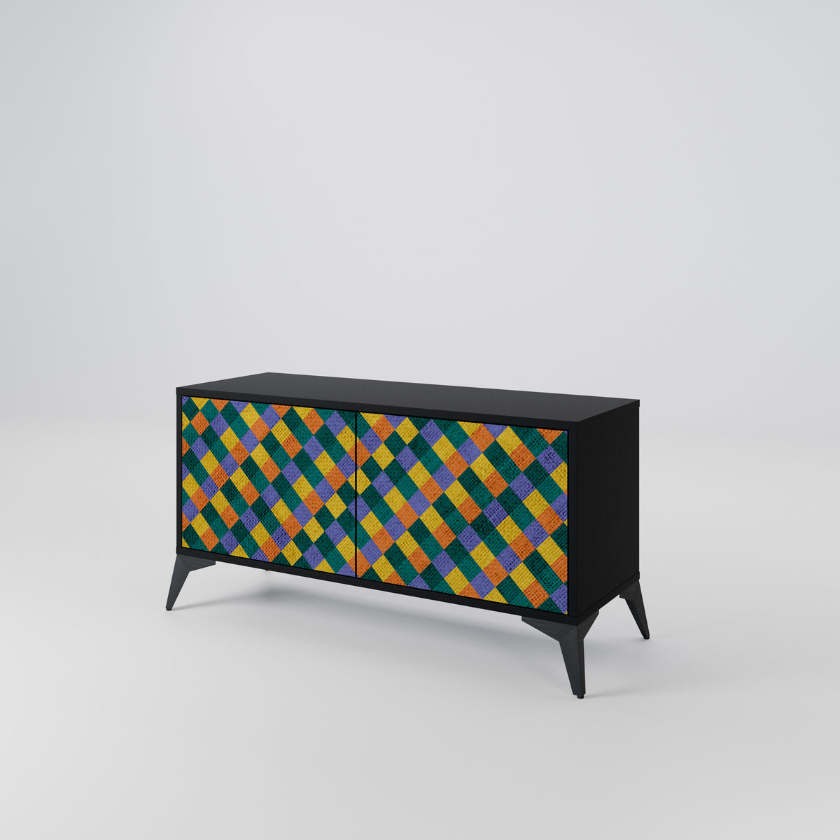 PAINTED SQUARES MIX Kompaktní dvoudveřový TV stolek